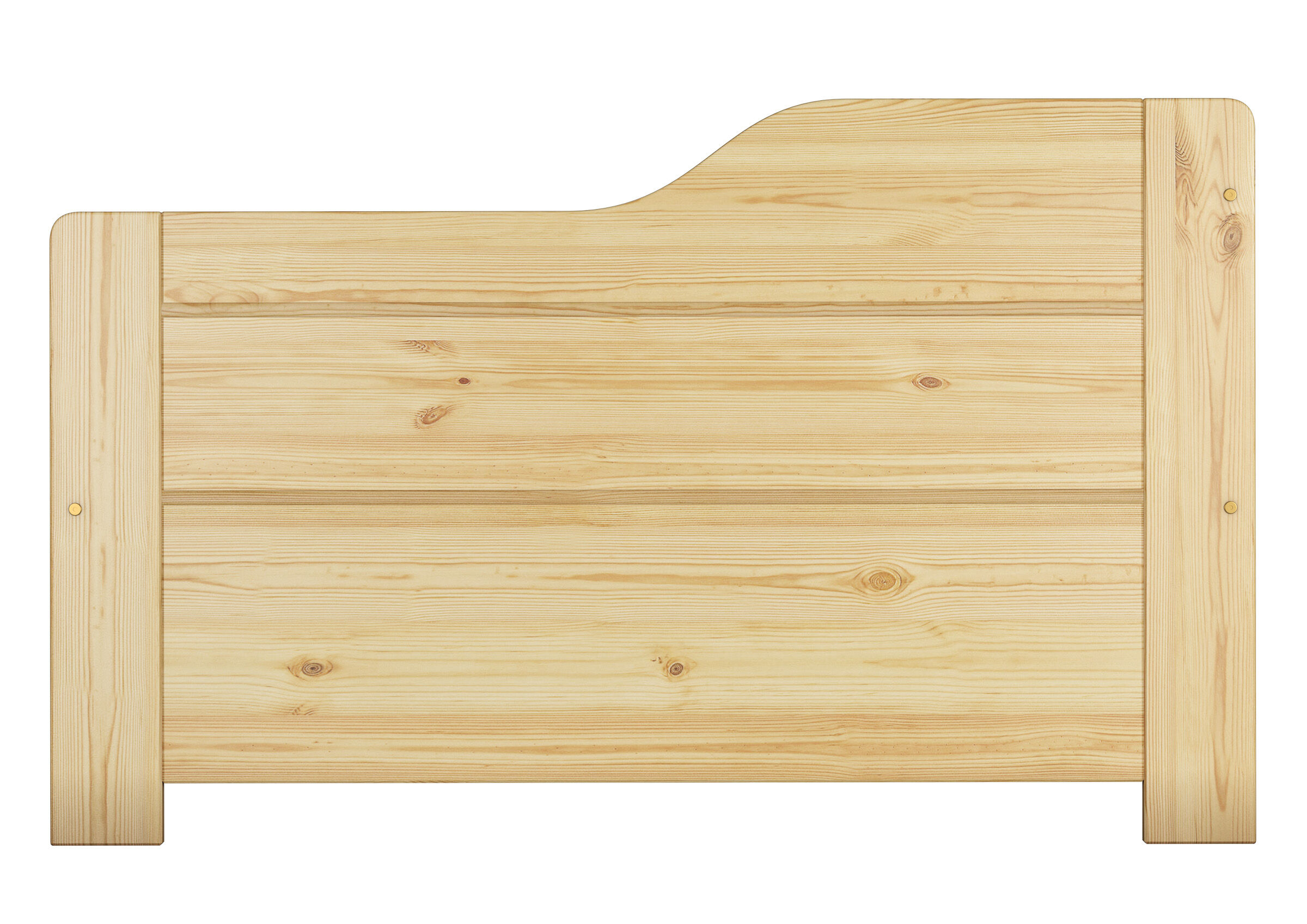 Holzbrett, Holzbett, Kopfteil-Bett, Naturholz, Holzoberfläche, Seitenansicht Sofabett Kiefer natur