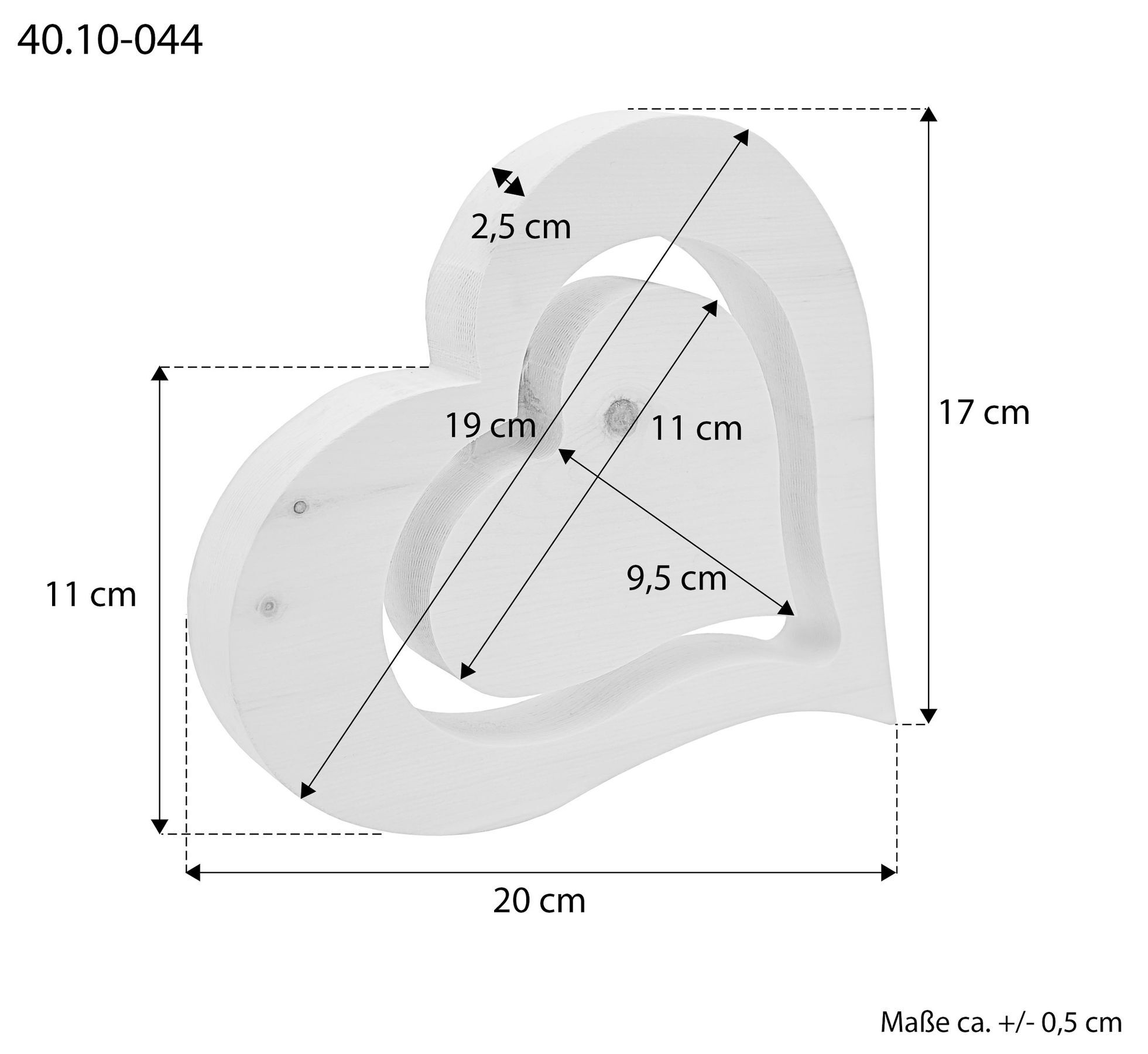 Holzdeko, Herz, Wanddekoration, Naturholz, Herzfigur, Maße des Holzherzes