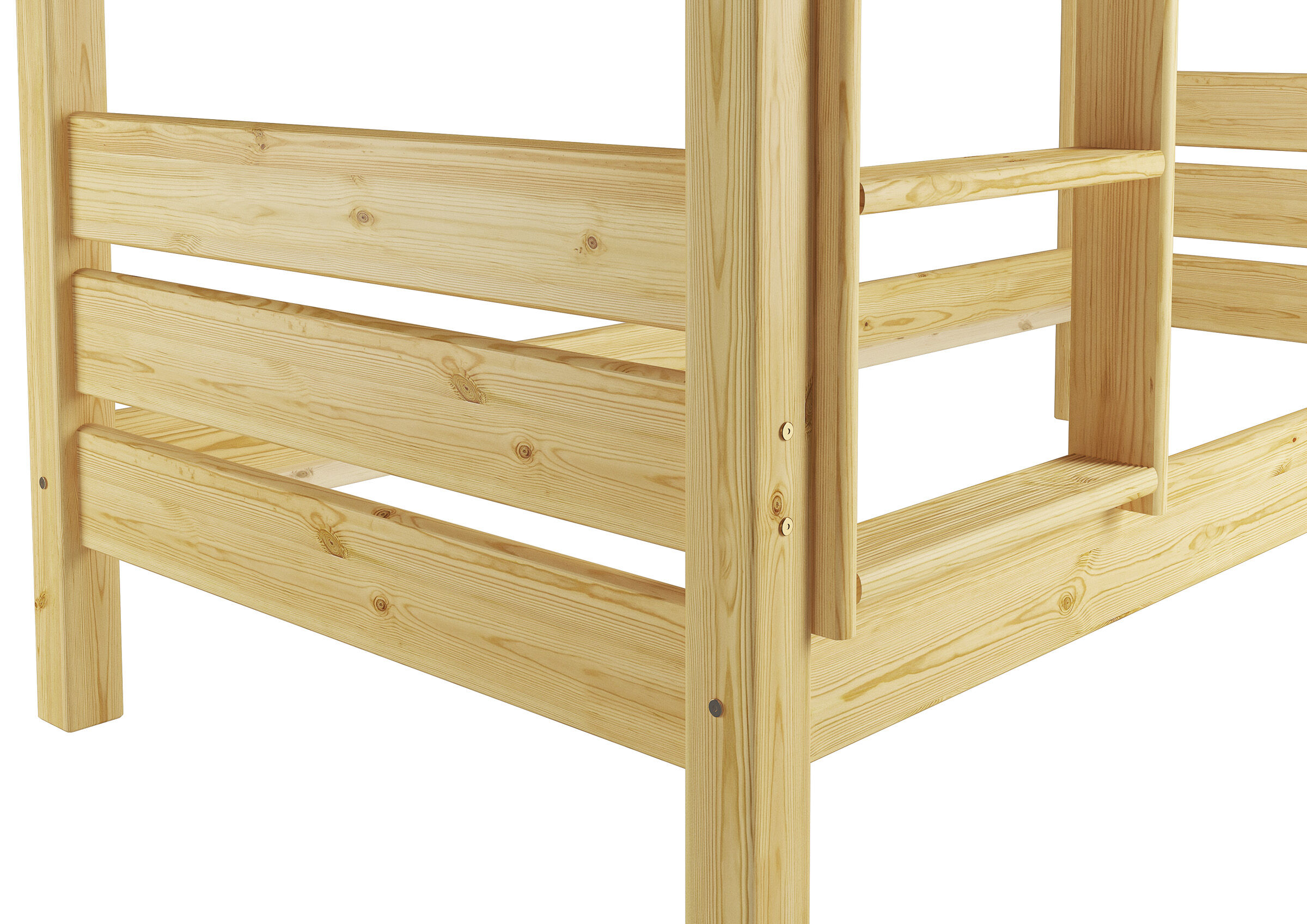 Holzstuhl, Holz, Balken, Sprossen, Naturholz, Etagenbett Kiefer natur unteres Bett