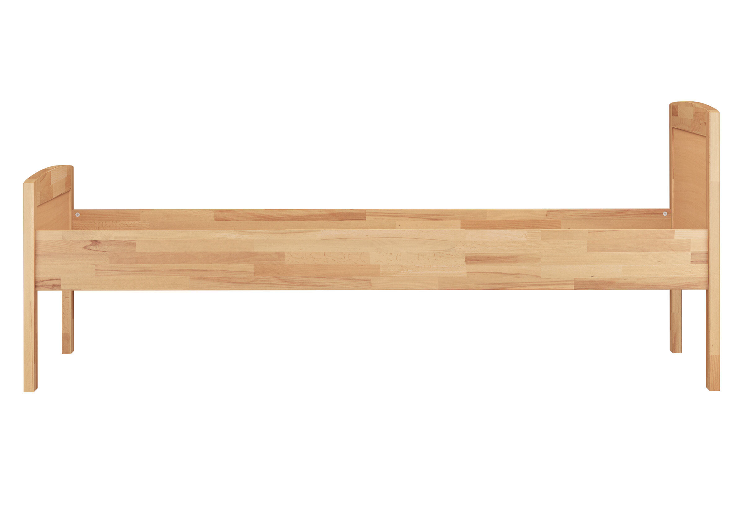 hohes Bett, Holzbett, Kiefernholz, Holzbettgestell, Framing/Holz, Seitenansicht Buchebett
