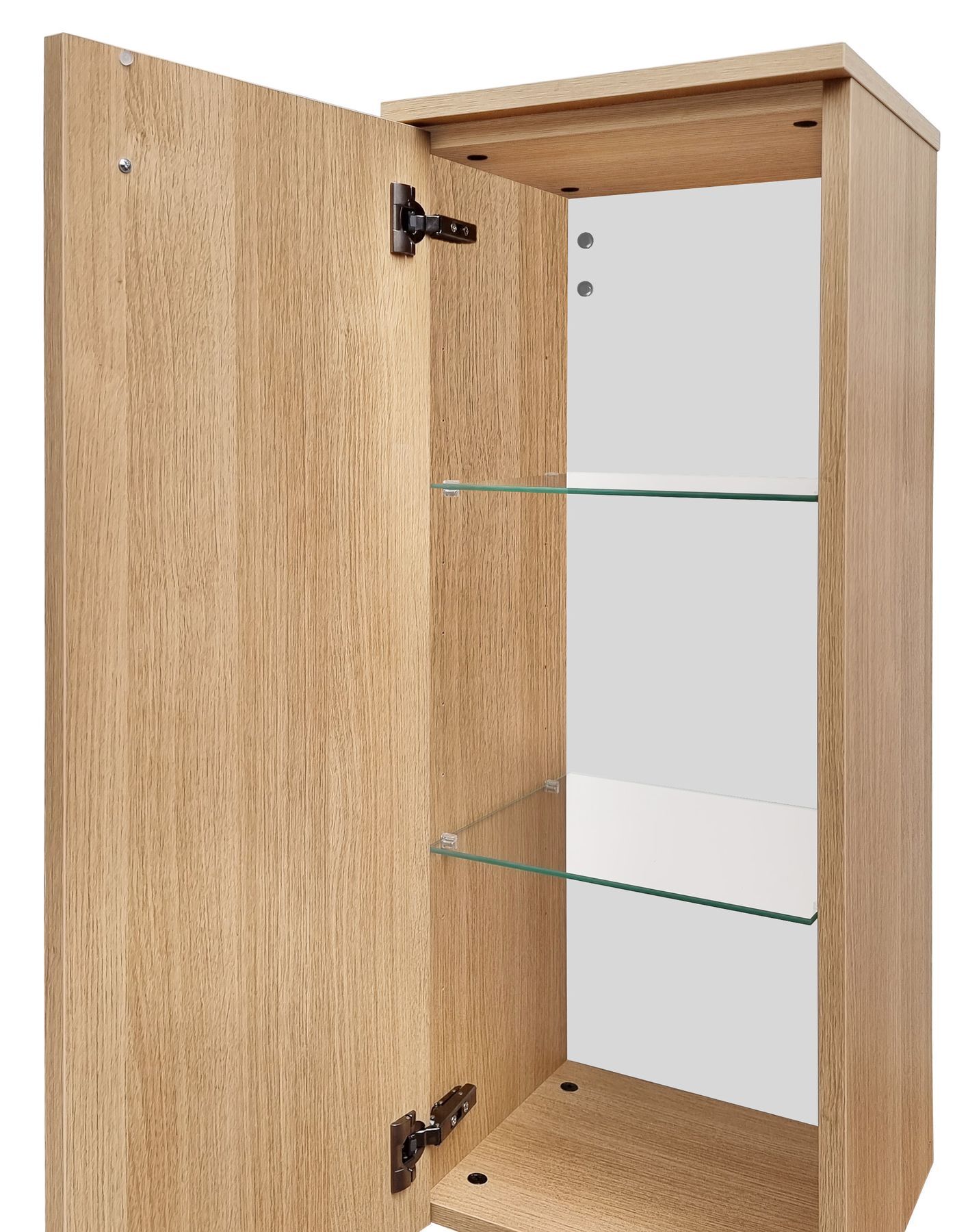 Vitrine, Glasschrank, Holzschrank, Regal mit Glaseinlegeboden, Aufbewahrung, Innenleben Badschrank