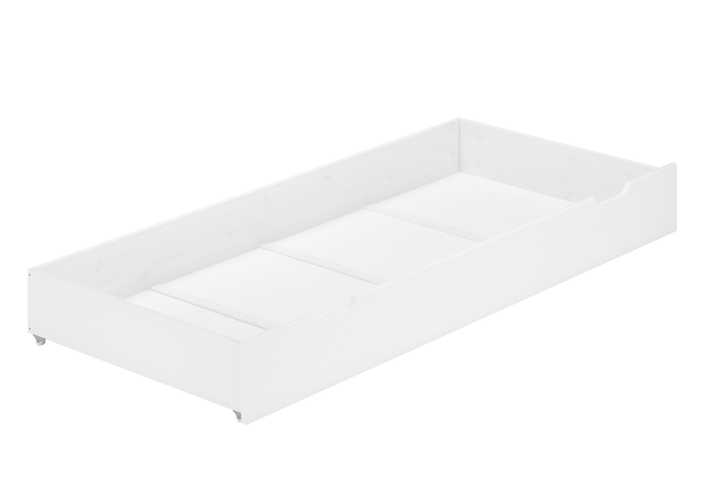 kinderbett, bettrahmen, tagesbett, holzbett, weißes bettgestell, weiße Schublade für Einzelbett