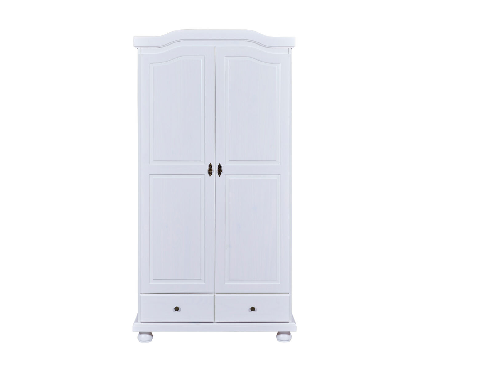 Kleiderschrank, Schrank, Zweiflügelig, Holzoptik, Schubladen, Bauernschrank weiß