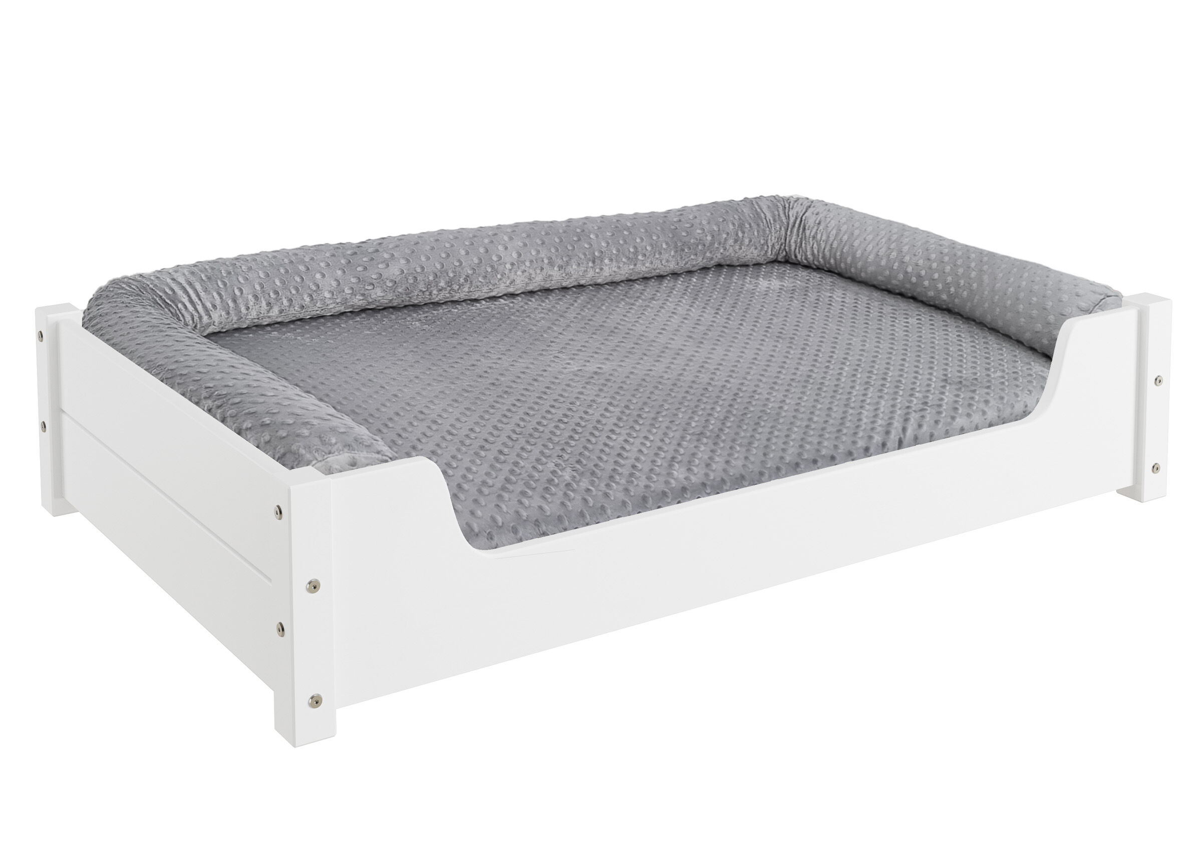Hundebett weiß 100x60 cm weißes Hundebett mit Polster