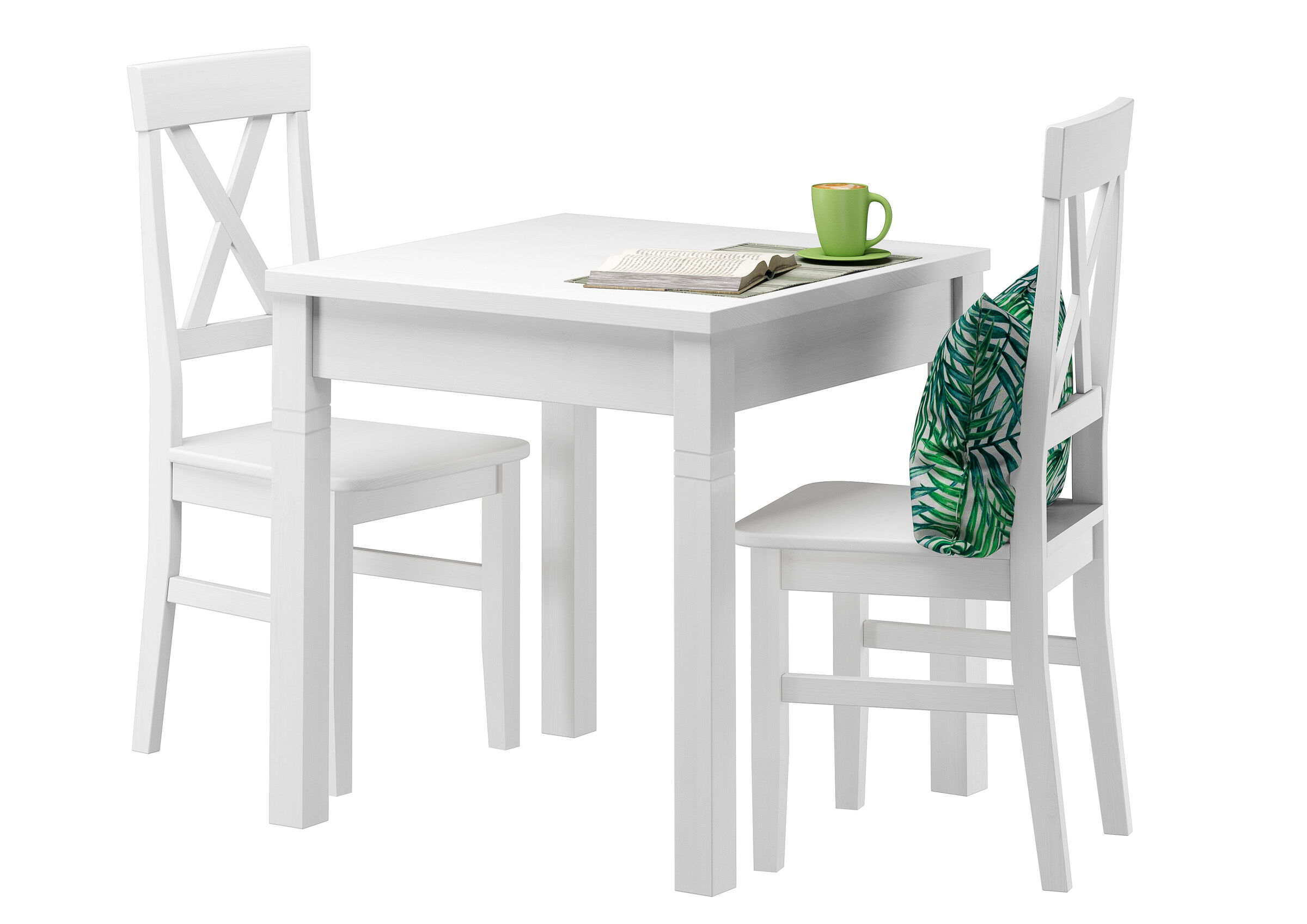 Esstisch, Holztisch, weißer Tisch, Küche, Stuhlset,