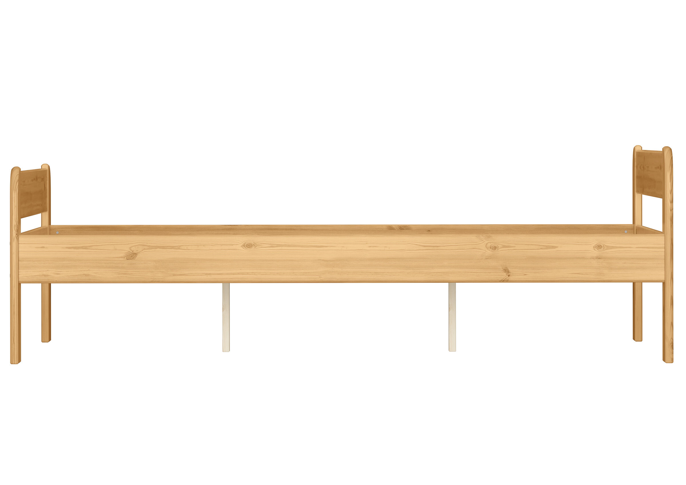 holzbett, hochbett, holz, bettgestell, naturholz, Echtholzbett Kiefer 140x200 aus der Seite
