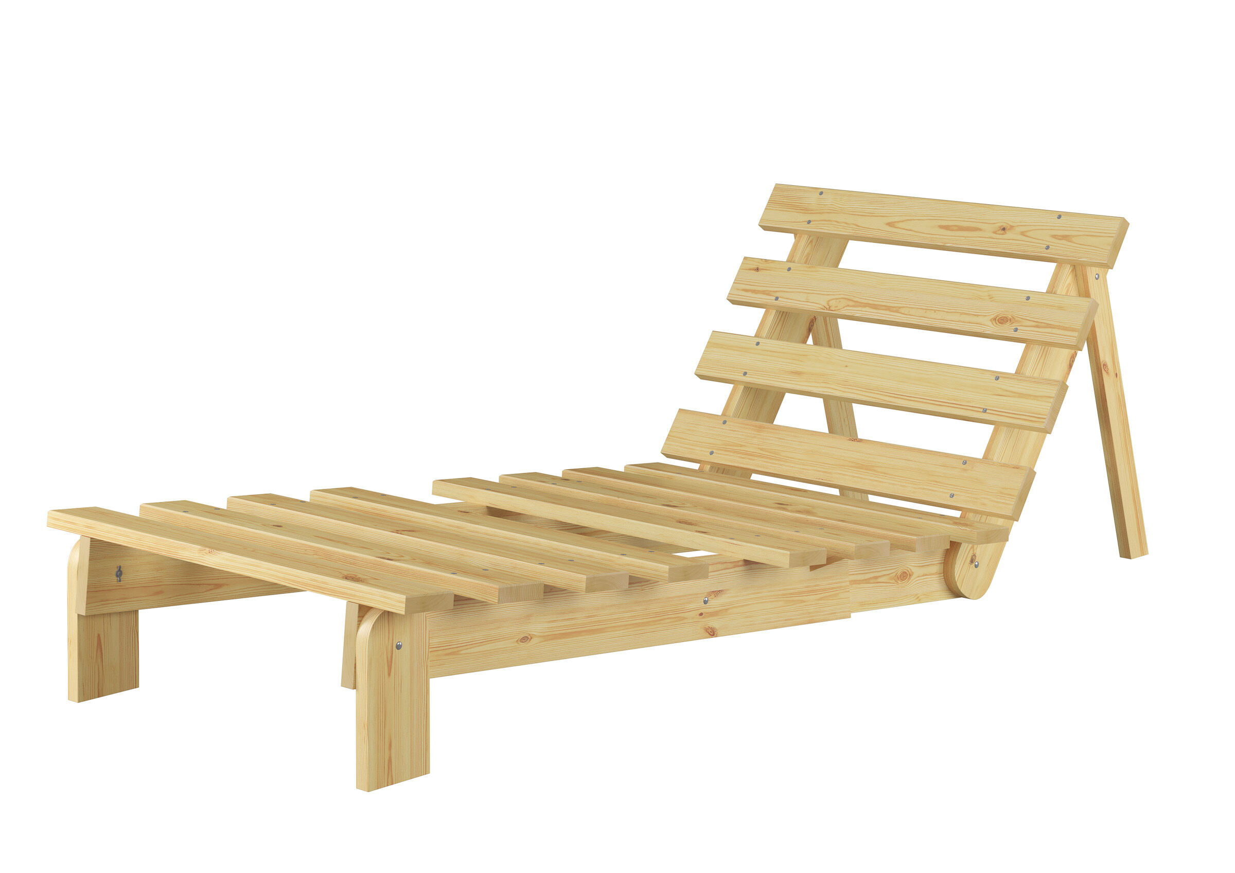 Holzliege, Sonnenliege, Loungeteil, Gartenmöbel, Slatted design, Kieferholzbett in Liegeposition