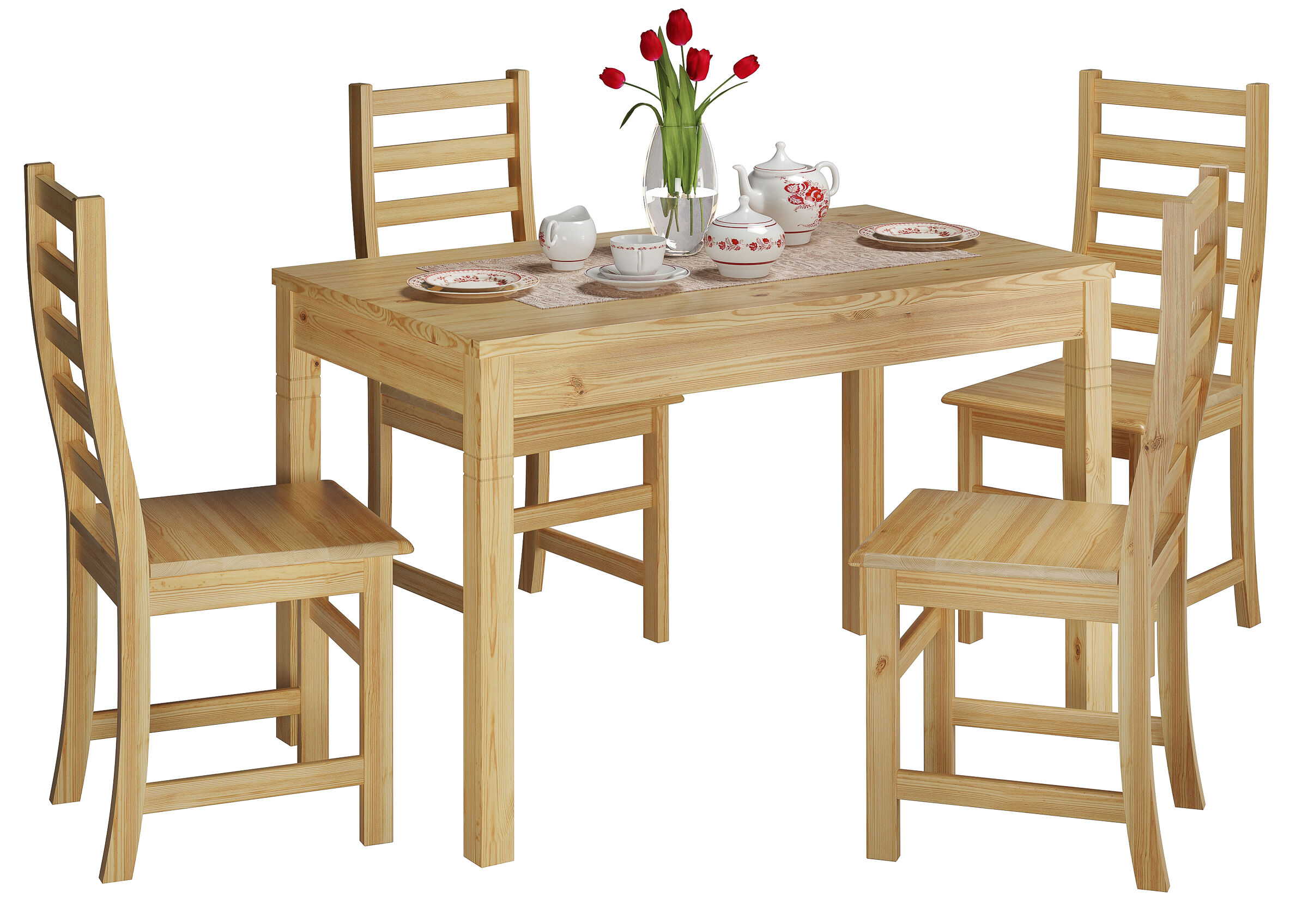 Esstisch, Holztisch, Sitzgruppe, Esstischset, Kiefernholz,