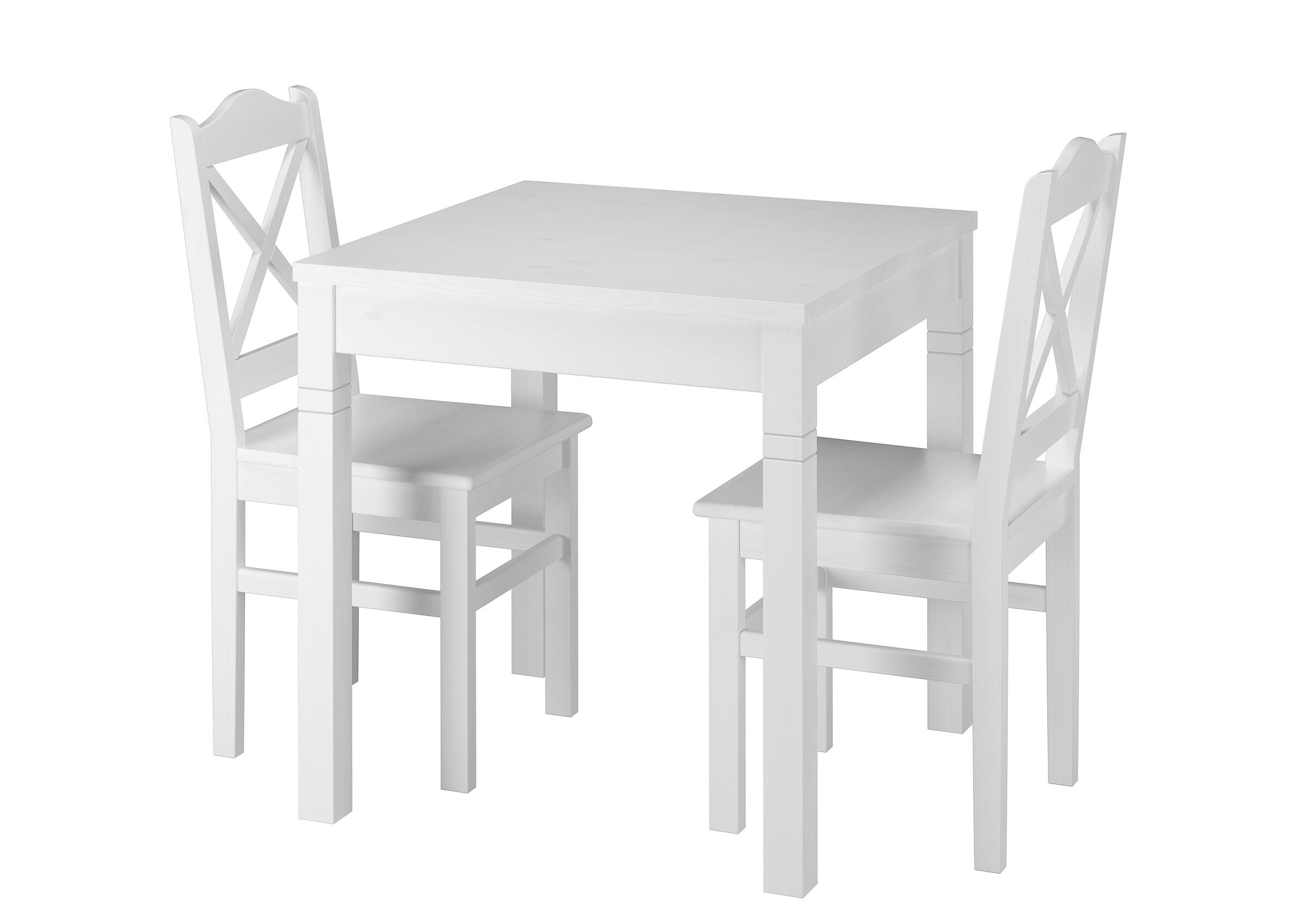 Esstisch, Küche, Holztisch, weiß, 4-teiliges set, Tisch klein weiß 2 Stühle