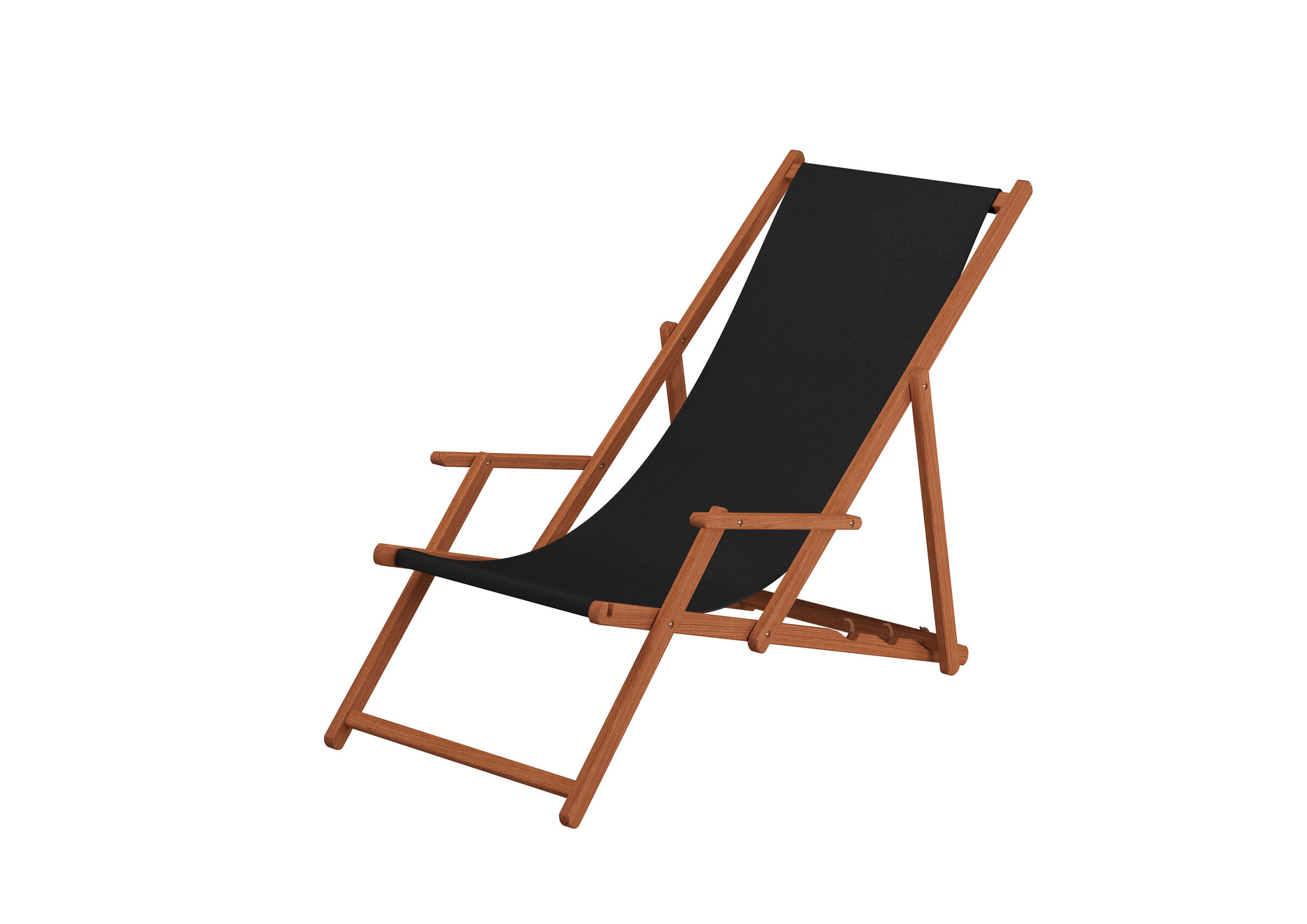 Gartenstuhl mit schwarzem Sitzstoff Leinwand, Stuhl, Mobiliar, Buche Strandstuhl