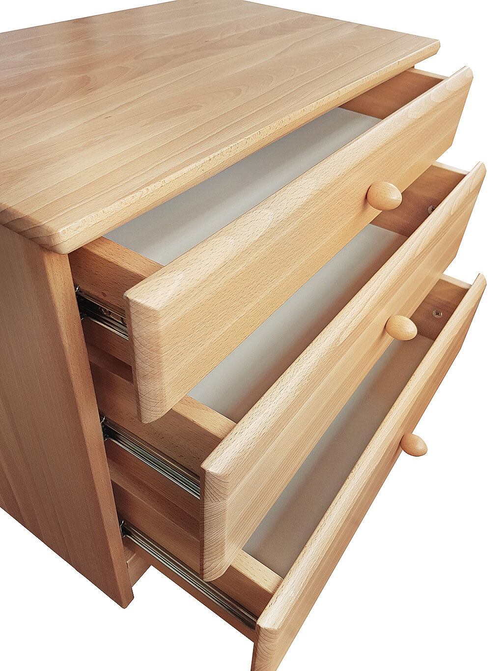 holzkommode, dreischubladen, naturholz, massivholz, schubladenkasten, Nachttisch 3 Schubladen Buche