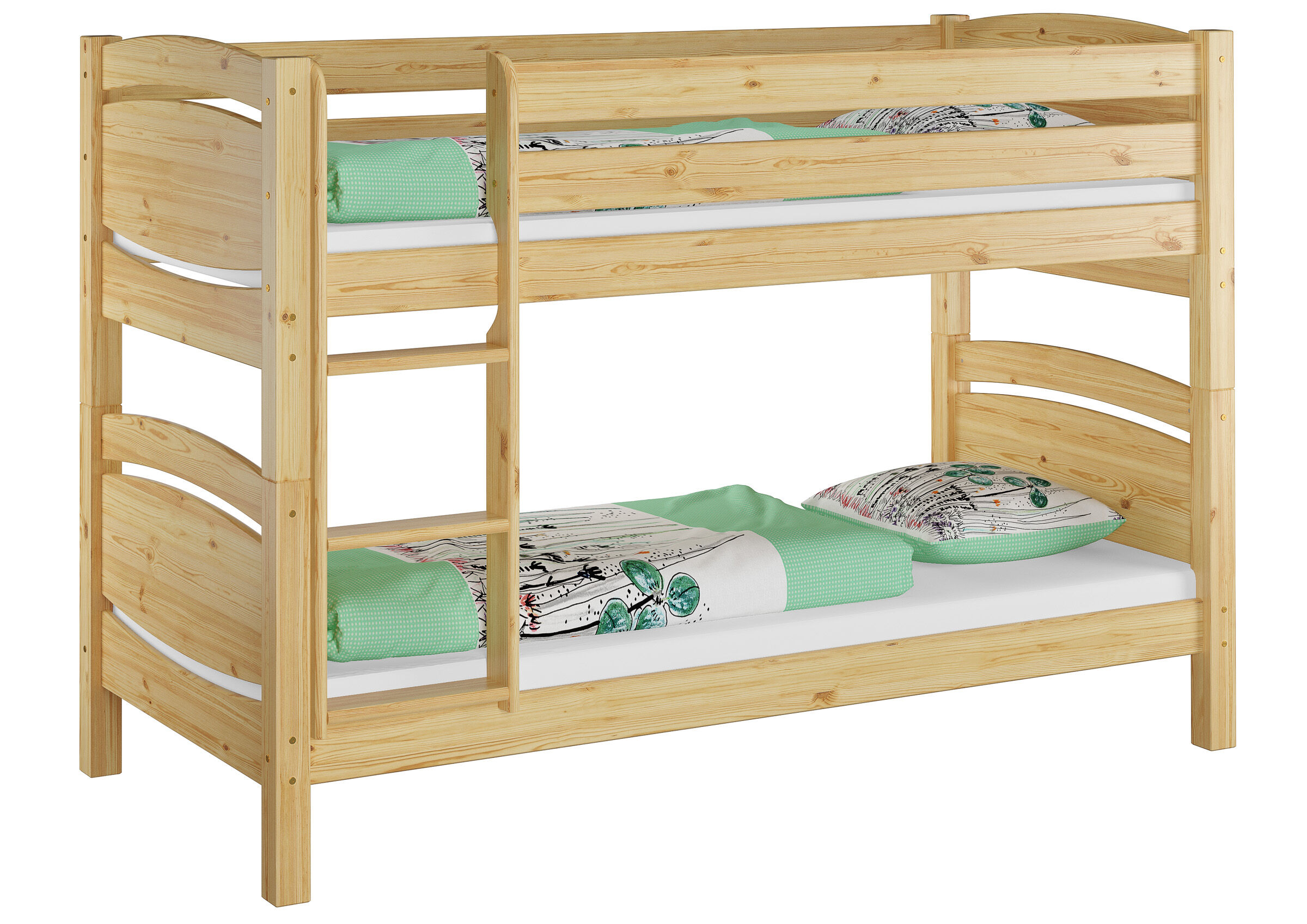 Holzbettrahmen, Hochbett, Nachtgel entwickelt, Holz, Bettgestell, Holz Etagenbett mit Bettwäsche