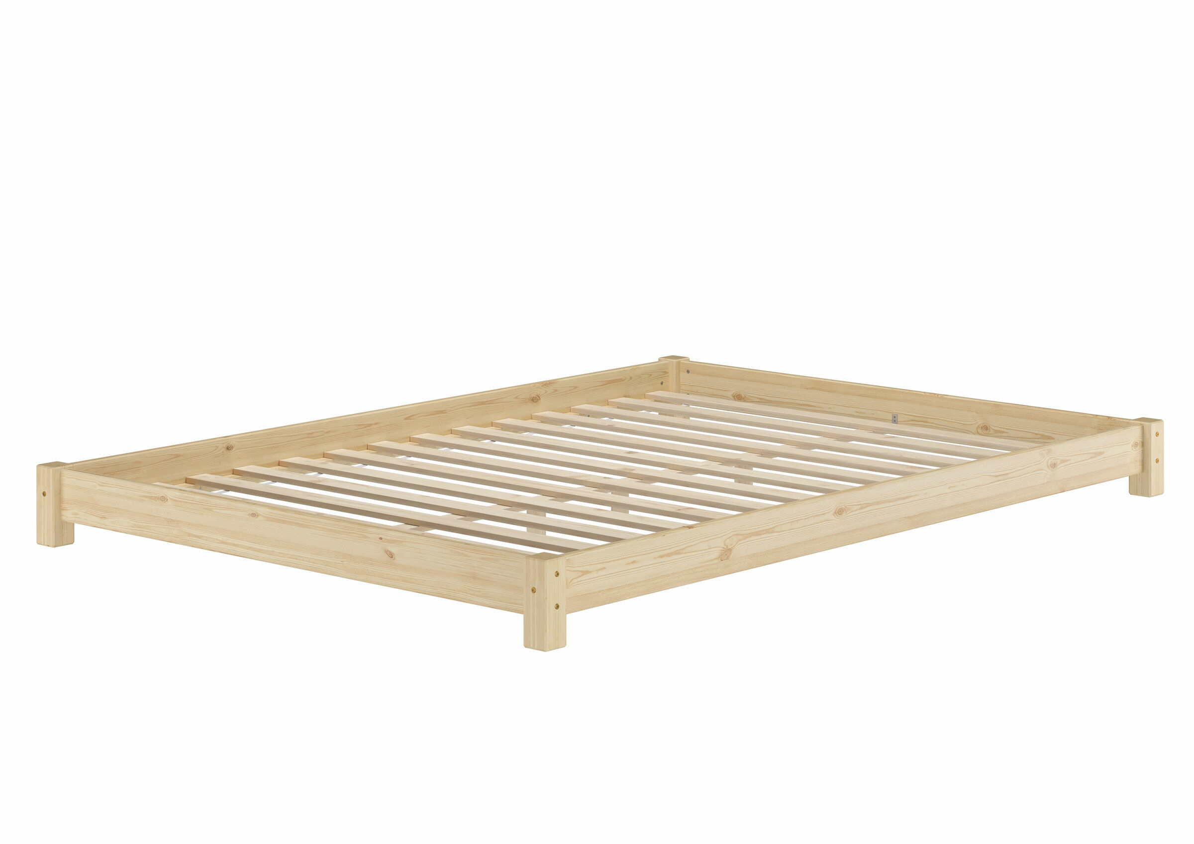 holzbett, holzrahmen, doppelbettgrundrahmen, natürliche holzfarbe, lattenrost-bett, Massivholzbettrahmen 140x200 mit Rollrost