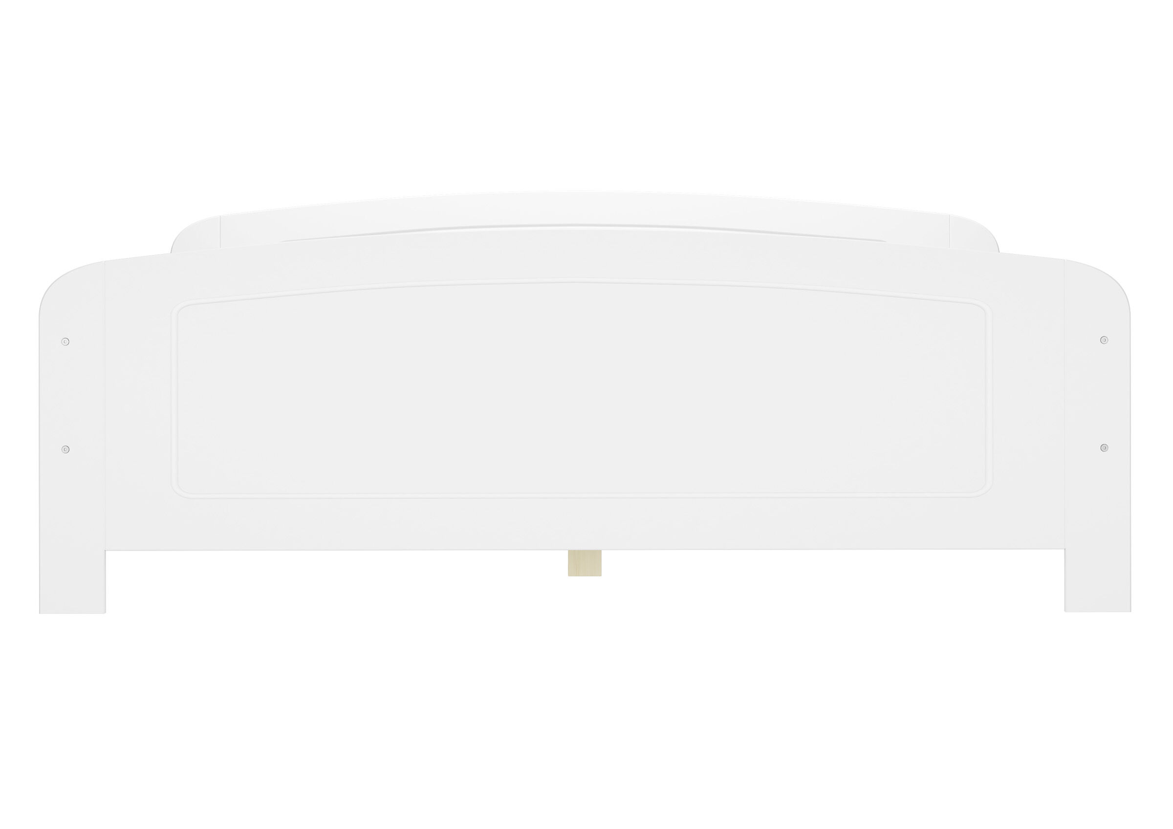 Babybett, Gitterbett, Weiß, Holzseitenteile, Sicherheitsseite, Weißes Fußteil im Detail