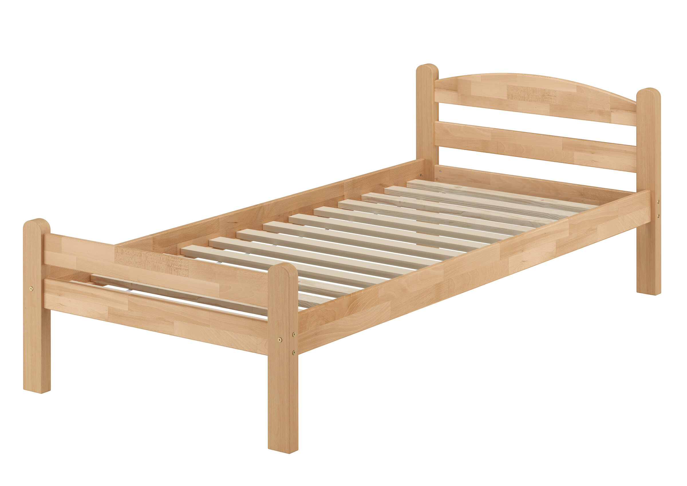 Holzbett, Kinderbett, Fransenkopfteil, Lattenrost, Naturholz, Holzbett-für-Kinder-80x200