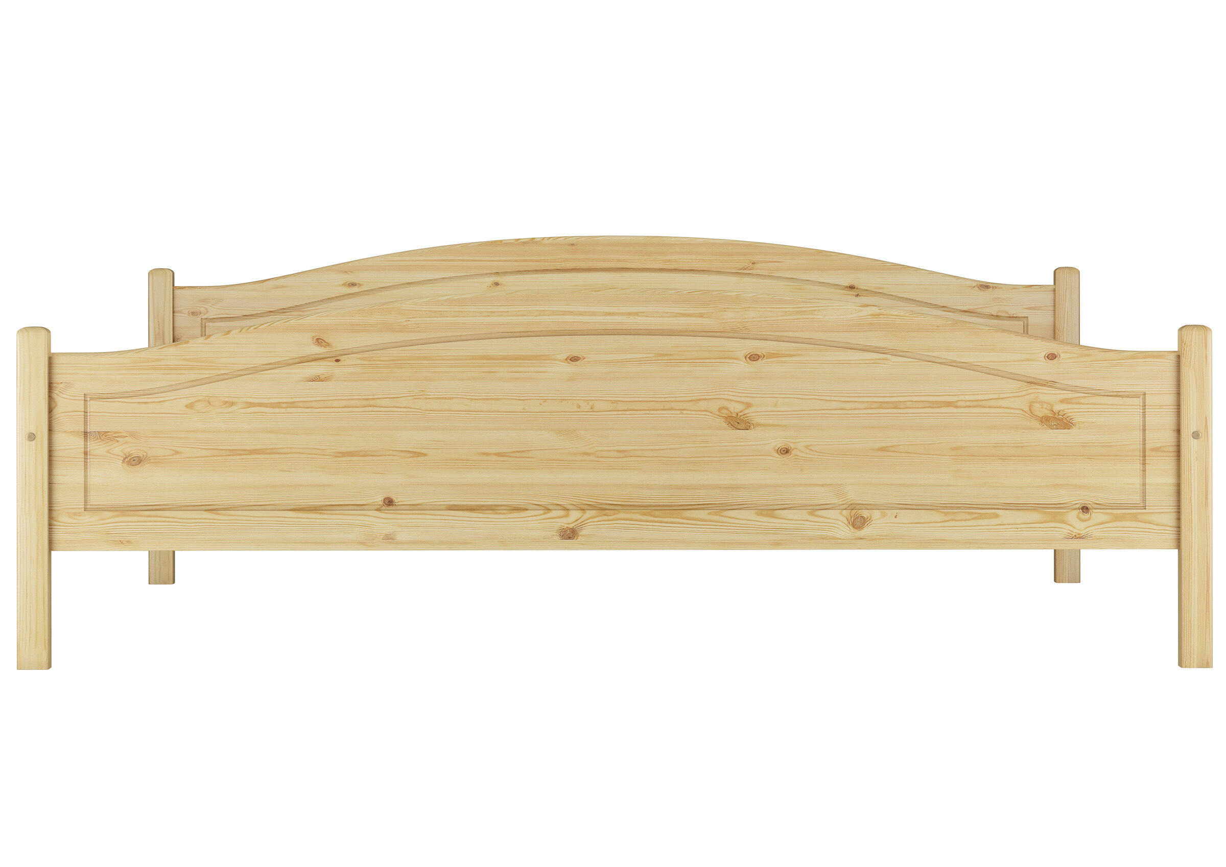 Holzbett, Kopfteilbogen, Naturholz, Holzlatten, Kinderbett, Vorderansicht Doppelbett Kiefer natur