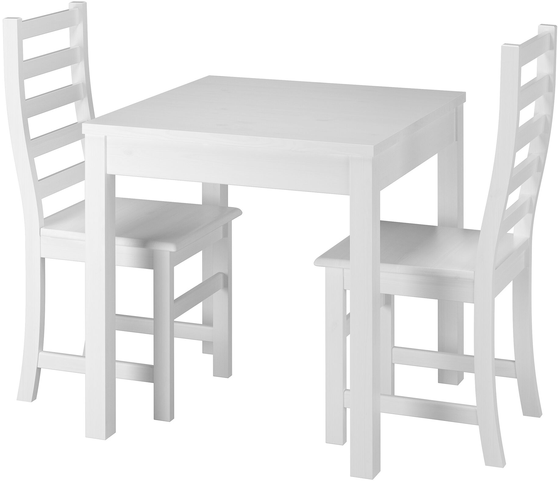 Holztable, Küche, Esszimmer, weiß, 4-teiliges Set,