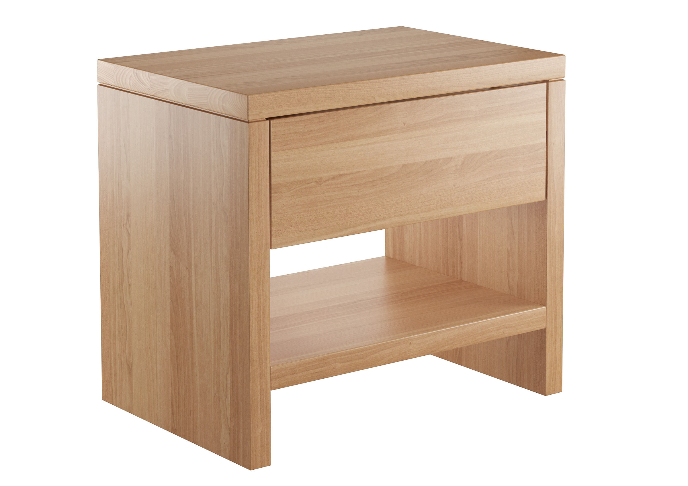 Nachttisch, Nachtkstand, Holz, Schublade, offenes Regal, Nachtschrank-Würfel-Holz