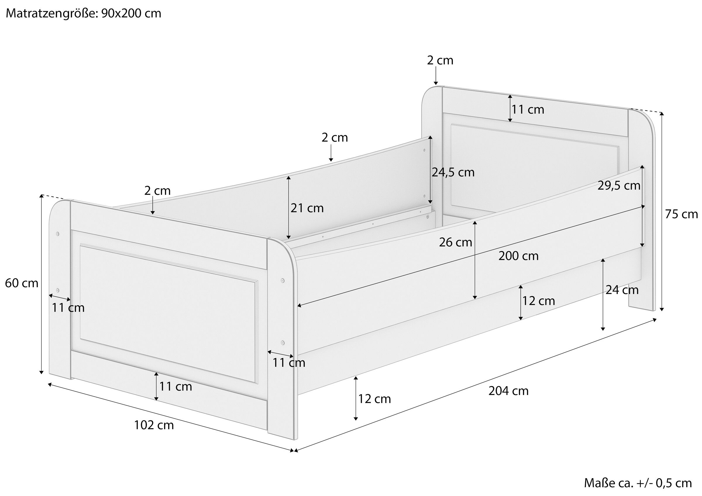 Moebel, Couch, Diagramm, Handlung, Schublade, Maße des hohen Seniorenbettes 90x200