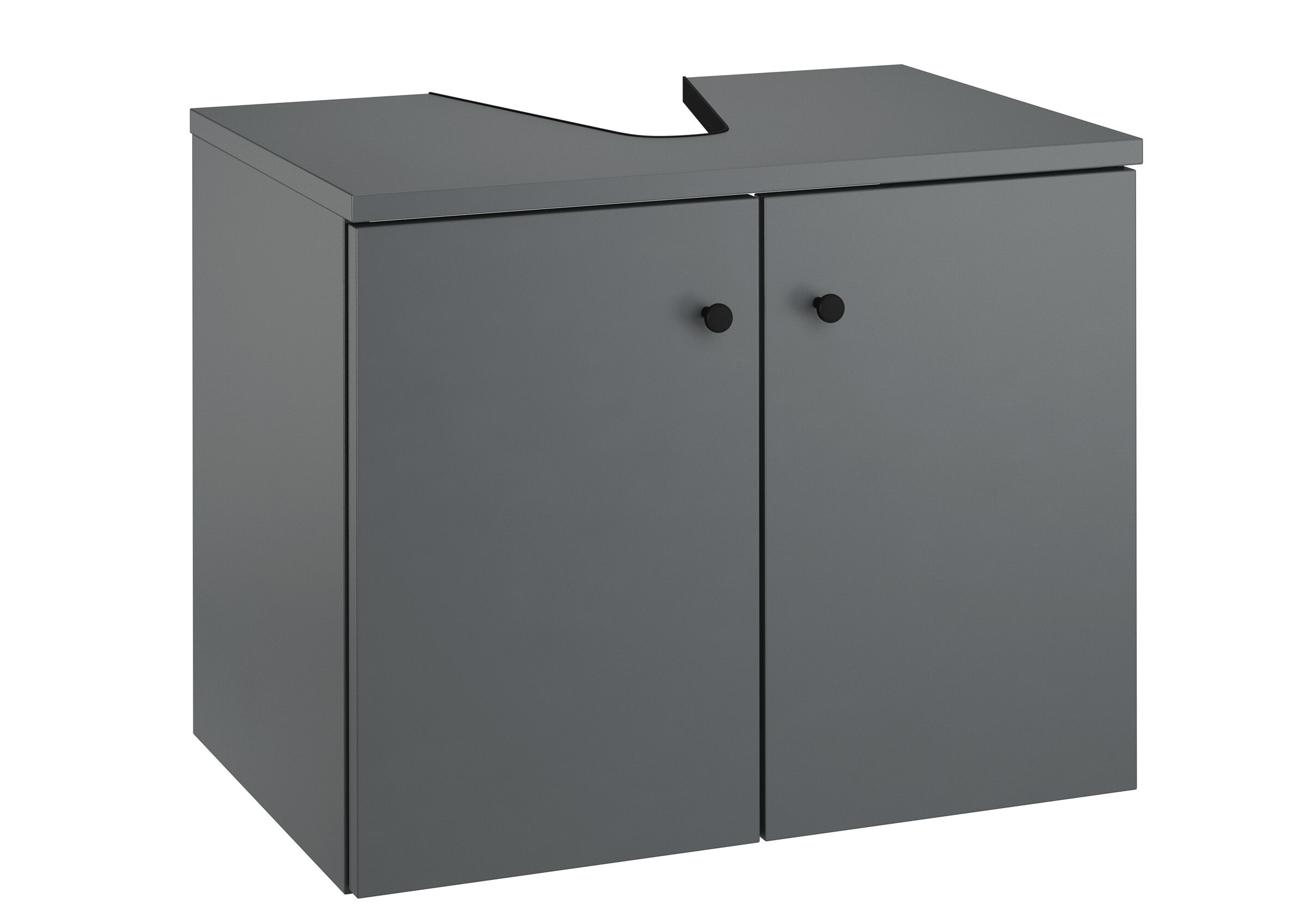 Schrank, Küchenschrank, Doppeltür, Grau, Holzoptik, Waschbeckenschränkchen