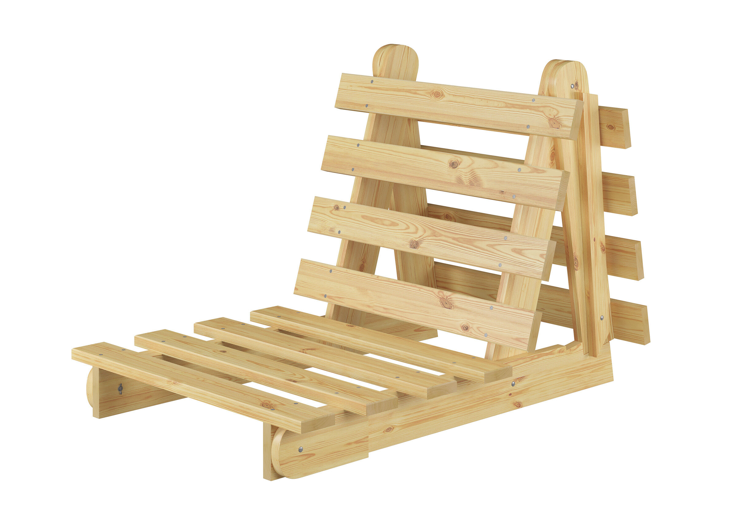Holzstuhl, Gartenstuhl, Lattensessel, Holzsitzelement, Holzlatten, Klappbares Massivholzbett 80x200 als Sessel