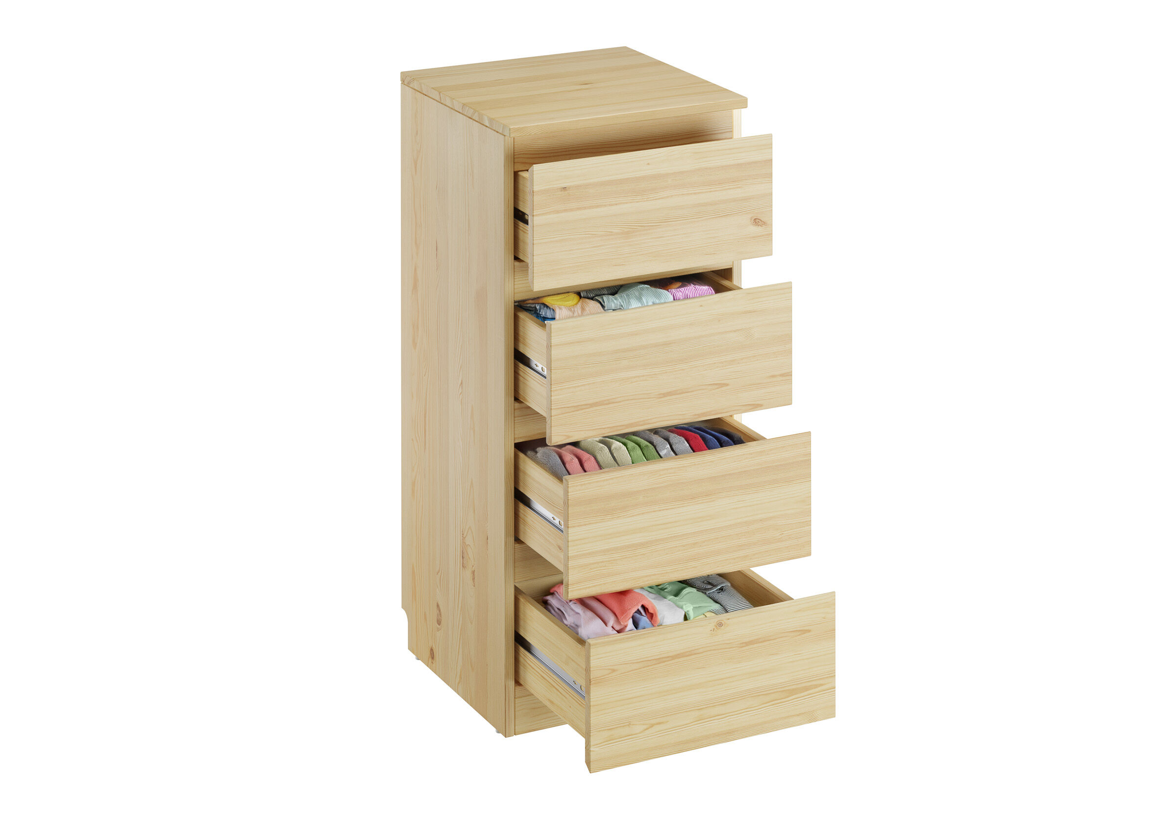 Kleiderschrank, Schubladen, Holz, Massivholz, Aufbewahrung, Schmaler Wäscheschrank aus Kiefer