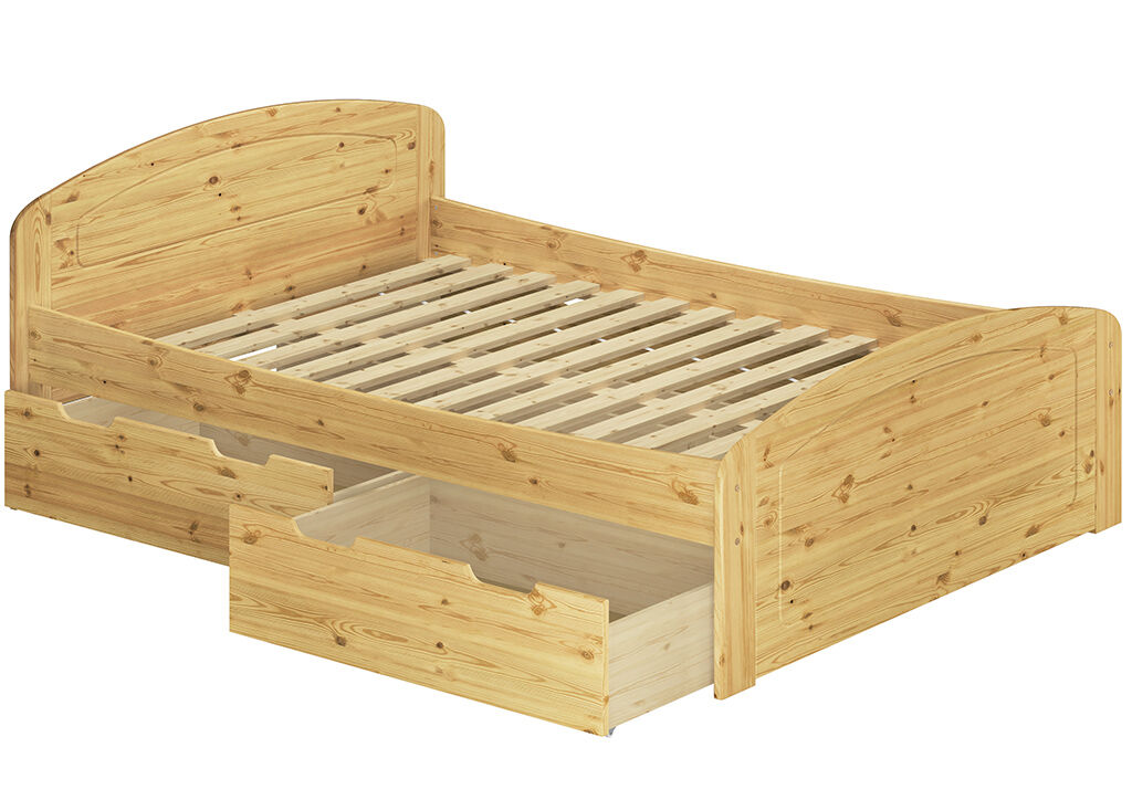 Gästebett Kiefer natur Funktionsbett Doppelbett Bettkasten 200x200 Holzbett Massivholz Kiefer Zubehör wählbar V-60.50-20