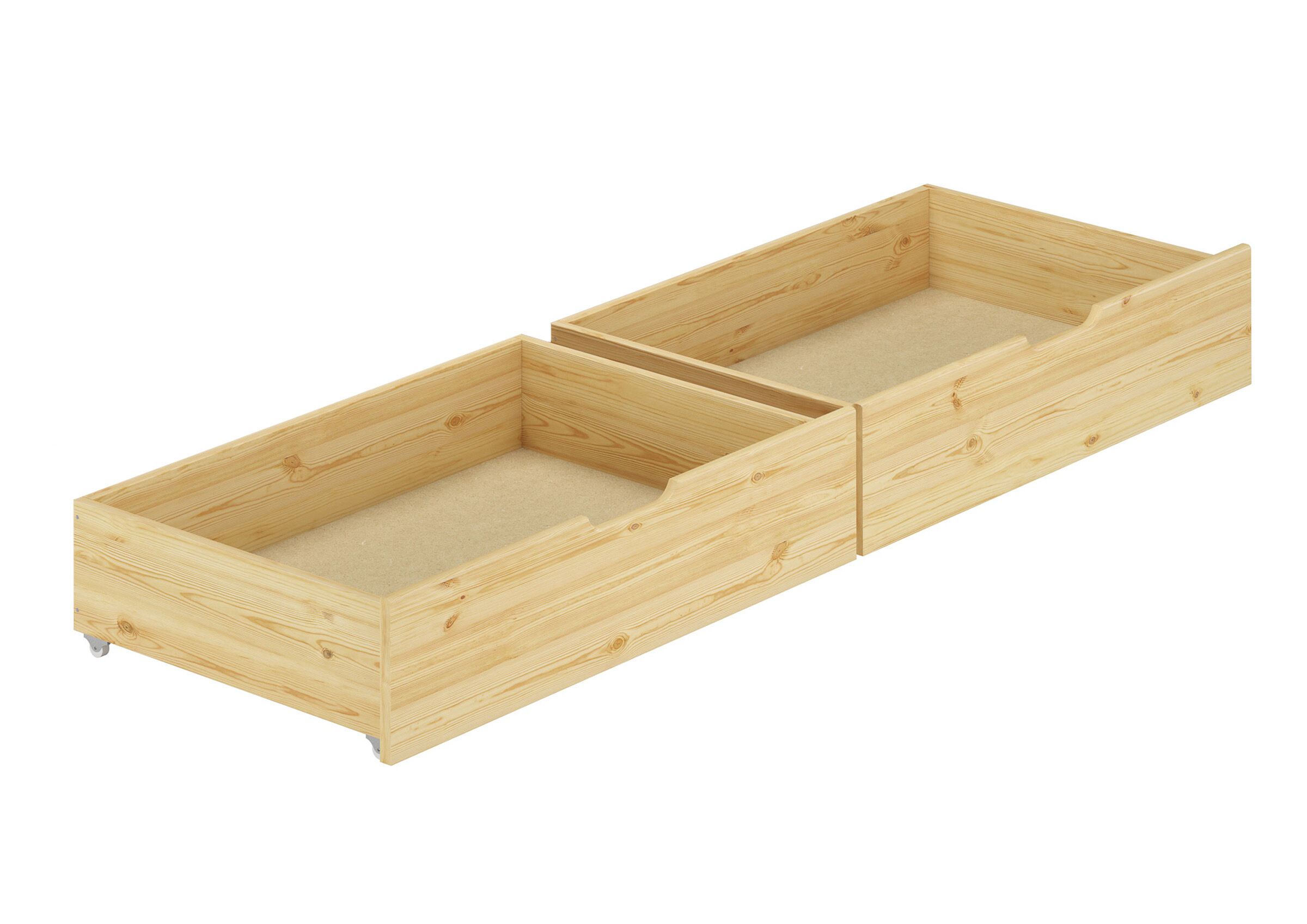 Holzbettkasten, Kastenbett, Holzbox, Schublade, Rollenboden, 2 Bettkästen
