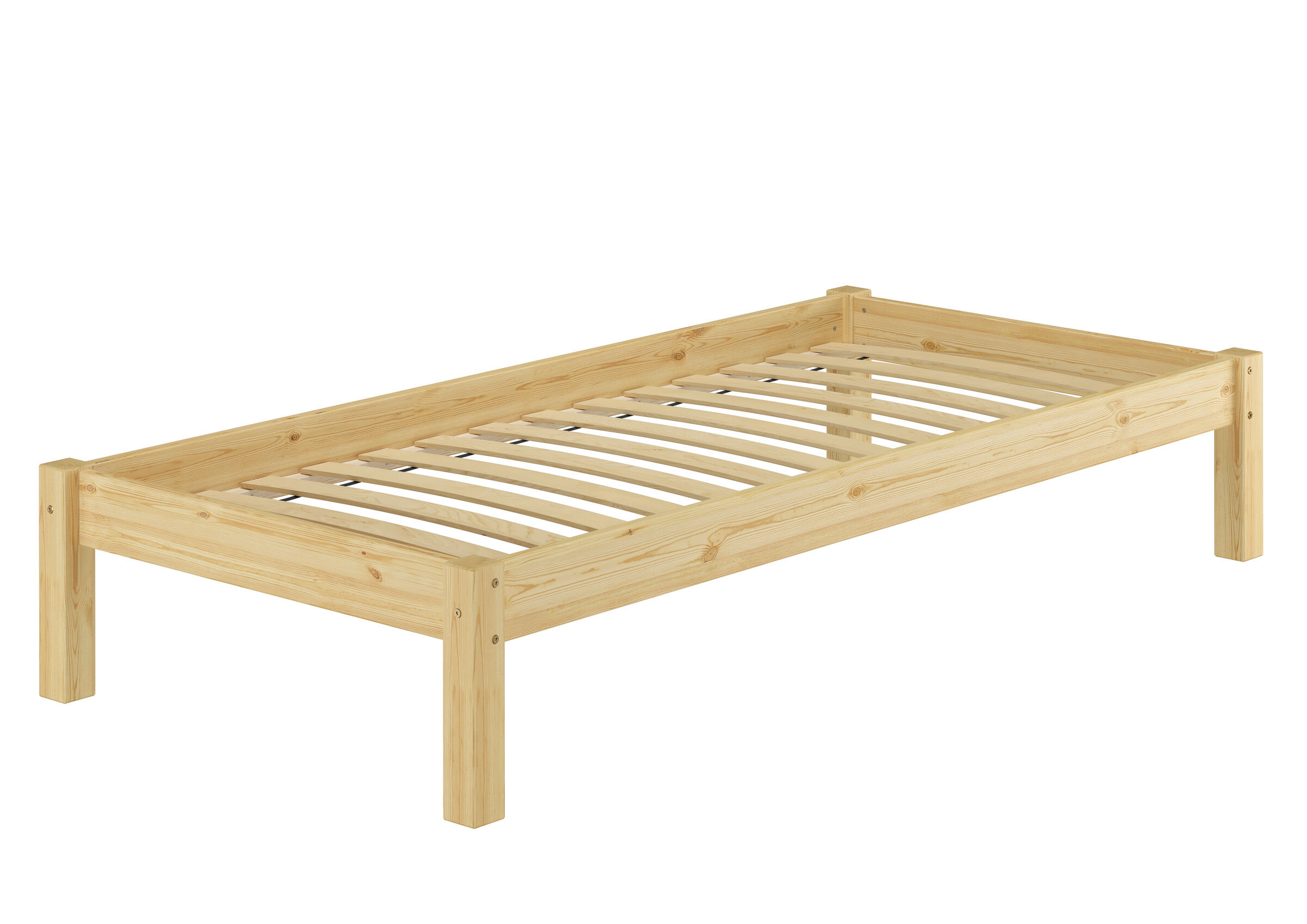 holzbett, einzelbett, rohwunder, lattenrost, holzrahmen, Bettgestell Kiefer mit Federleisten