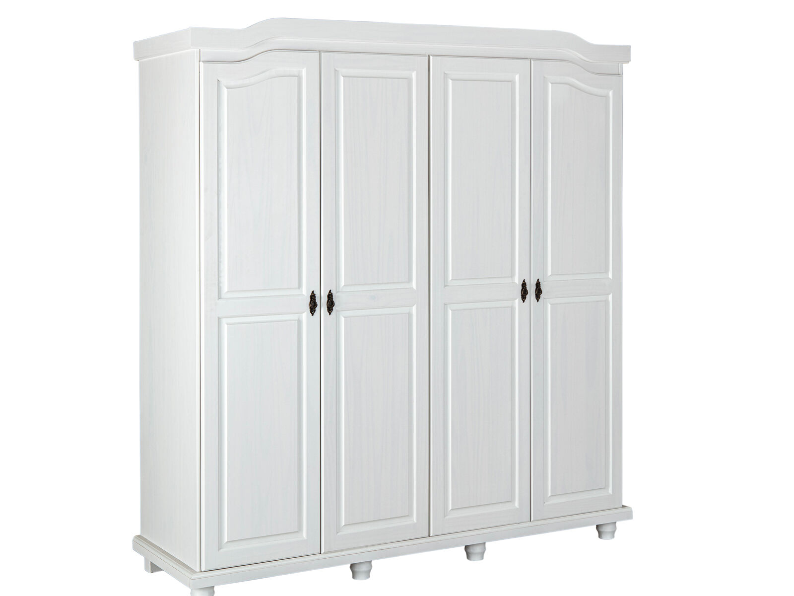 Kleiderschrank, Schrank, 4-türig, weiß, Holzoptik, Holzschrank weiß
