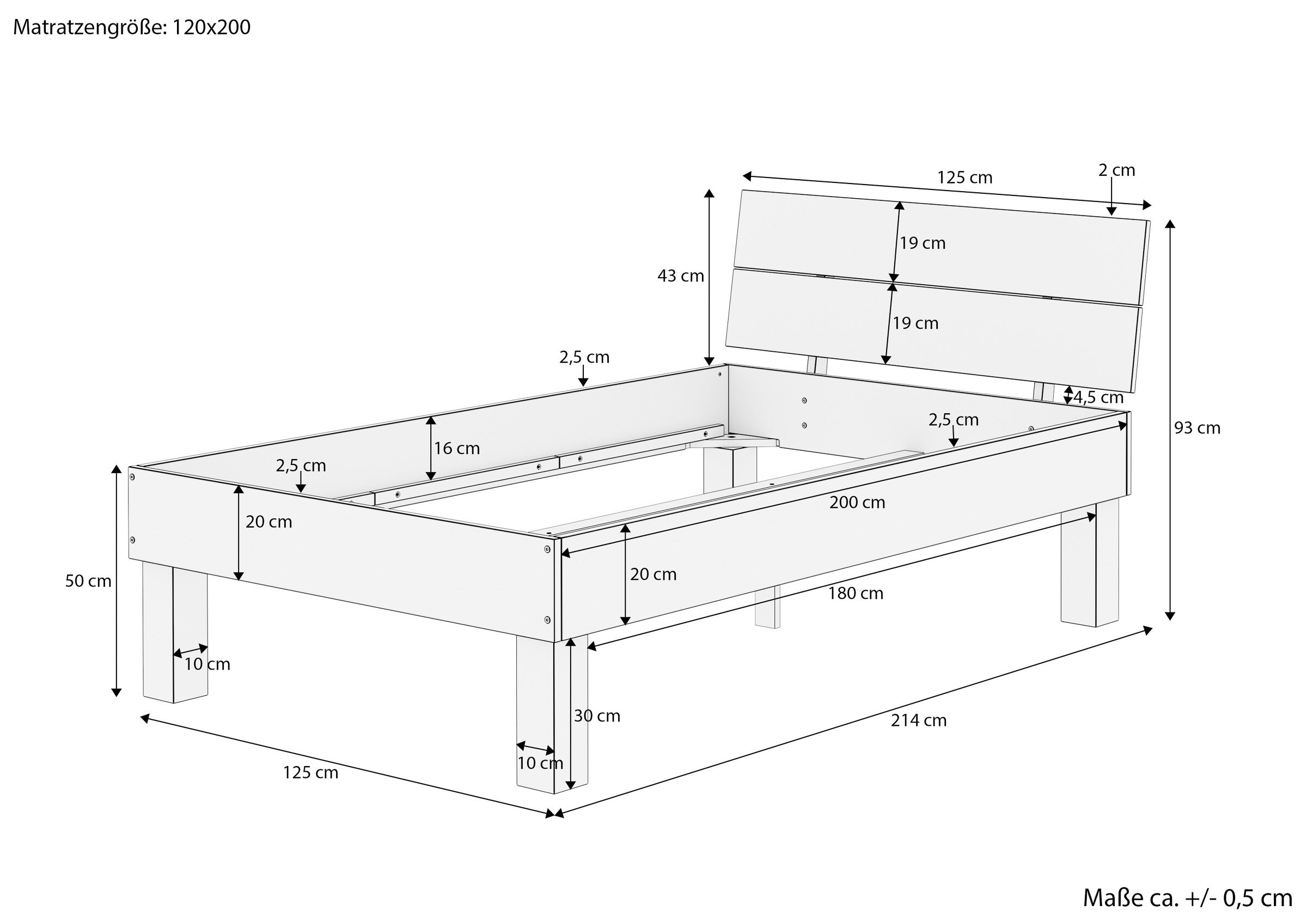Bettrahmen, bettkasten, Holzbett, Ausziehbett, Bettgestell, Maße Buche Bett XXL