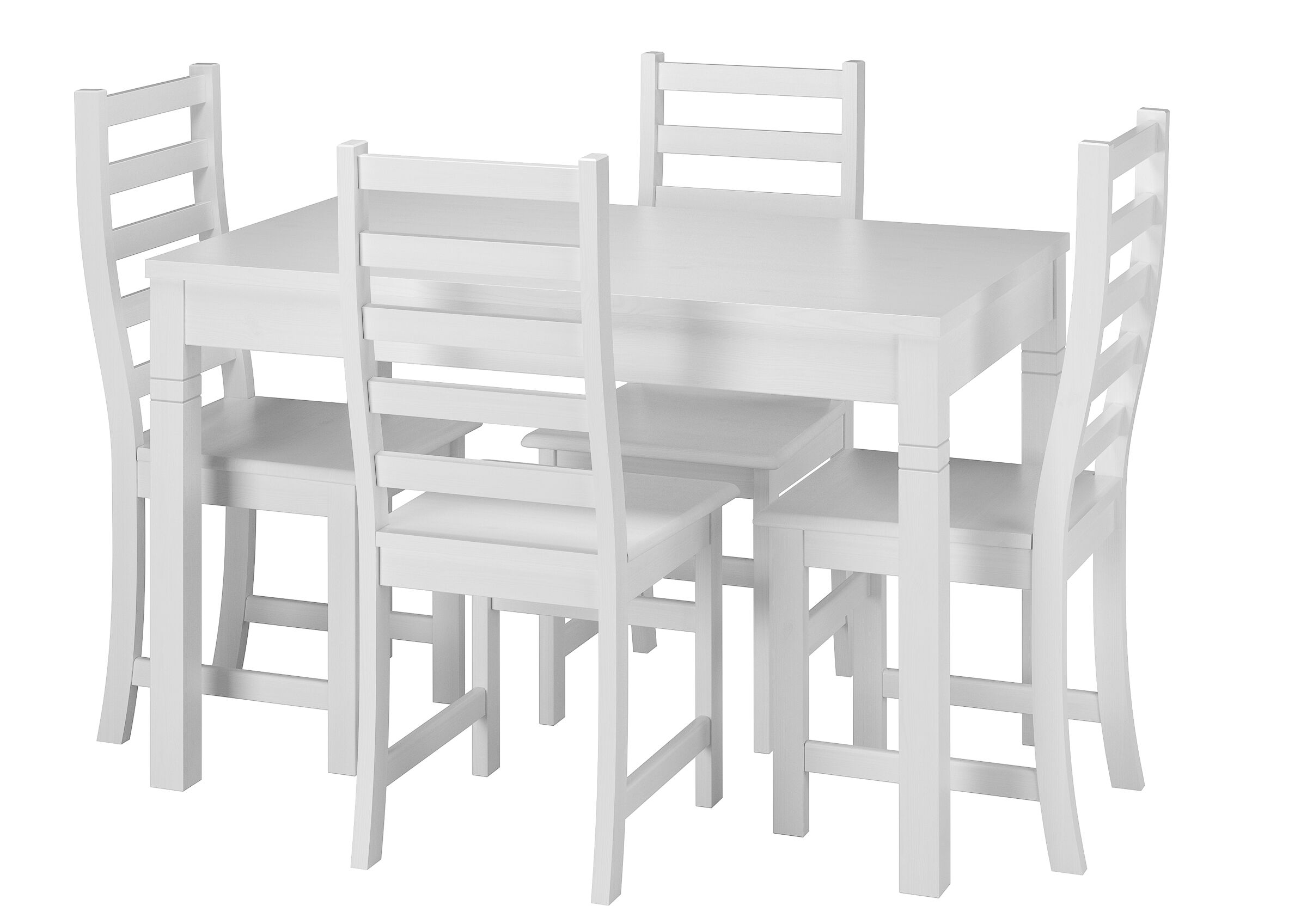 Esstischset, Holztisch, weißer Tisch, Holzstuhl, Küchentisch-Set,