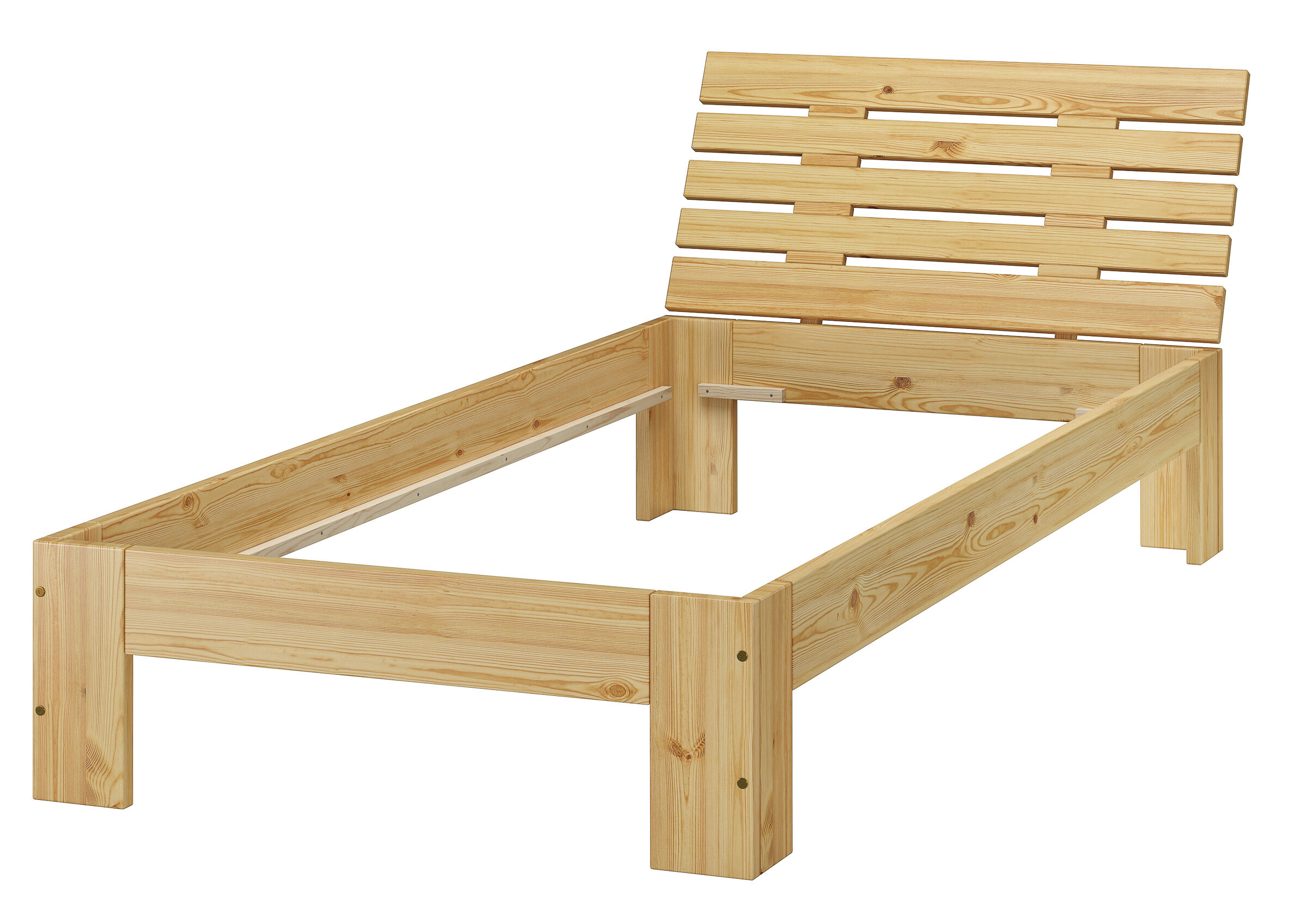 holzbettrahmen, holzbank, holzbett, gartenmöbel, holzbettgestell, Bettrahmen Einzelbett Kiefer natur