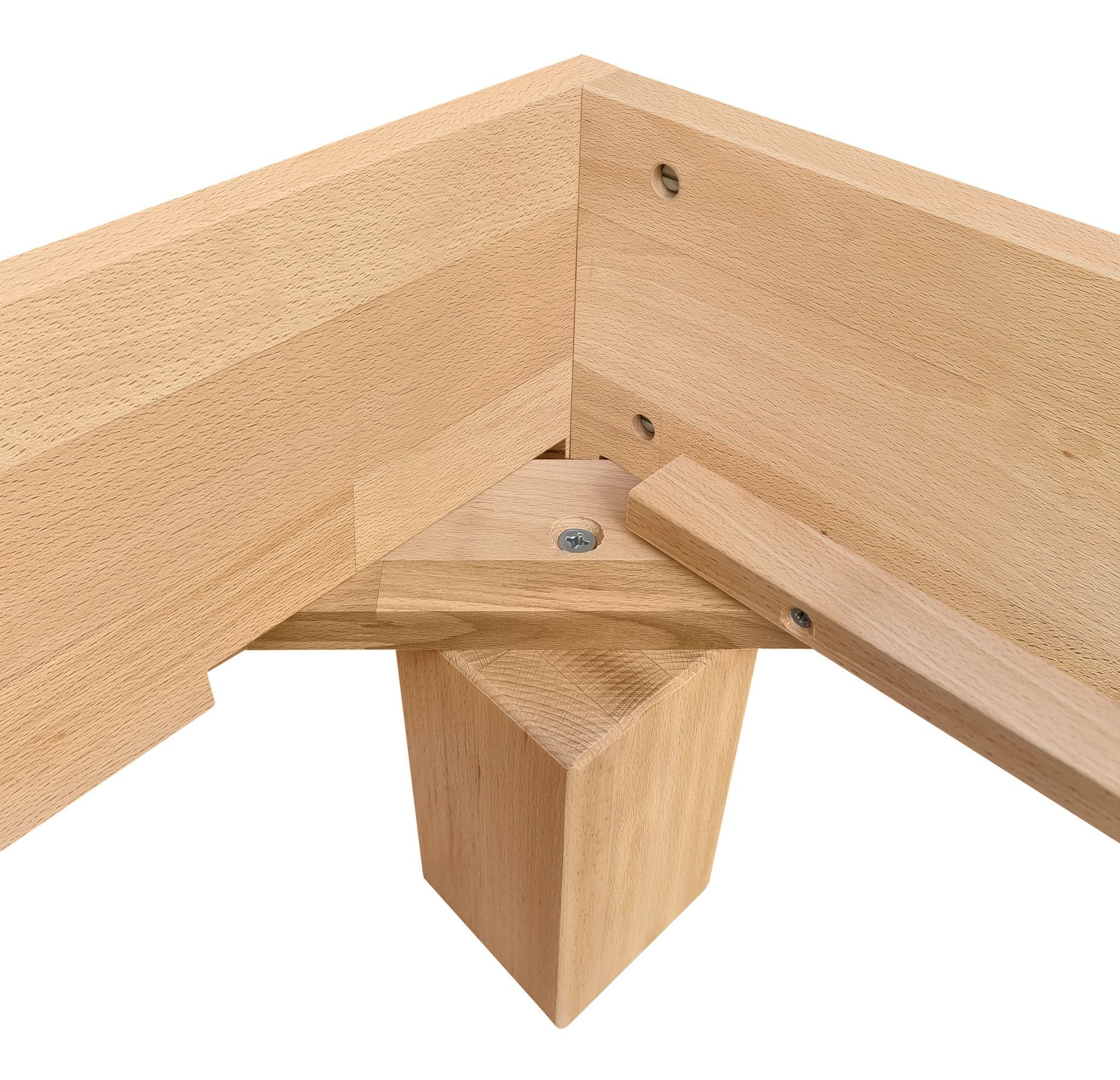 Holz Tischkreuz, Holzstärke, Holzverbindung, Holzanker, Holzrahmen, Detaillierte Verbindung des Doppelbettes 140x220