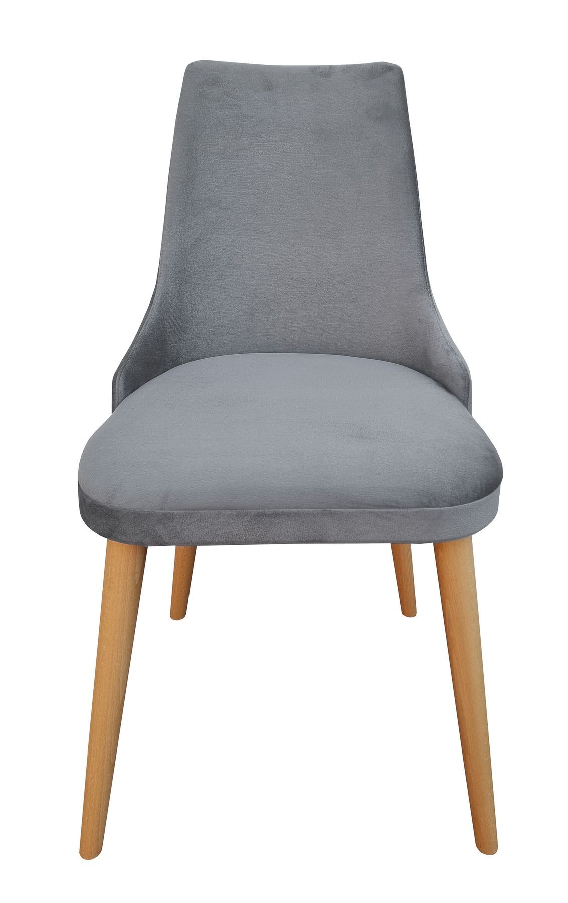 Stuhl, Sessel, Velours, Grau, Holzbeine, grauer-moderner-Esszimmerstuhl