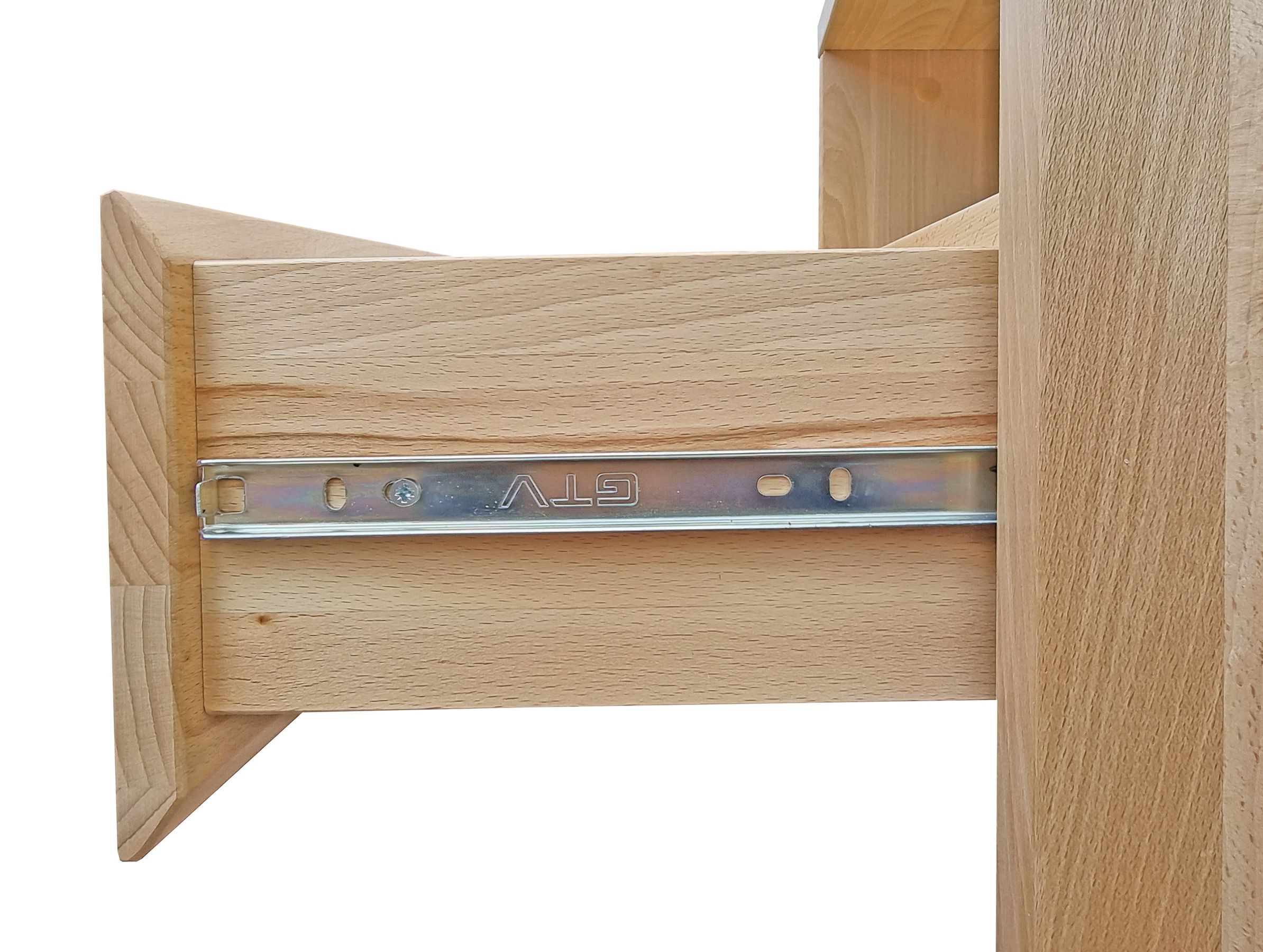 Holzstuhl, Holzstuhl-Beine, Gleiter-Schiene, Metall-Schiene, Naturholz, Nachttisch Buchebetten geölt