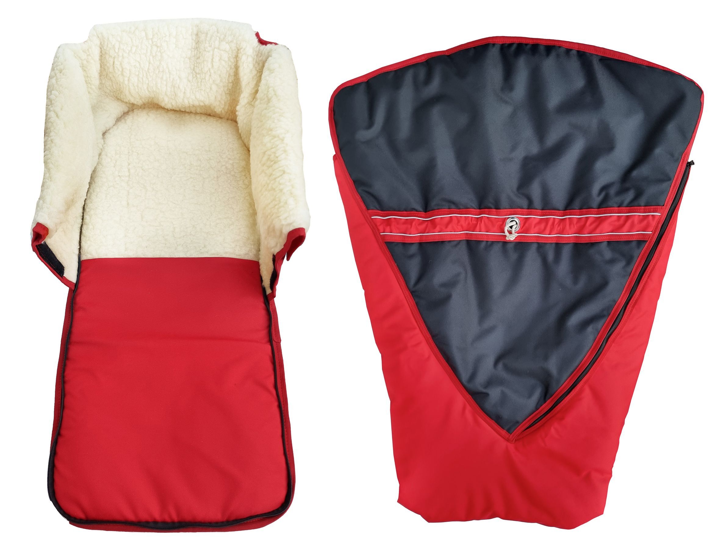 Schlupf-Liege, Kinderwagenschutz, Schlafsack, Fleece-Futter, Rot-Schwarz, Wintersack rot