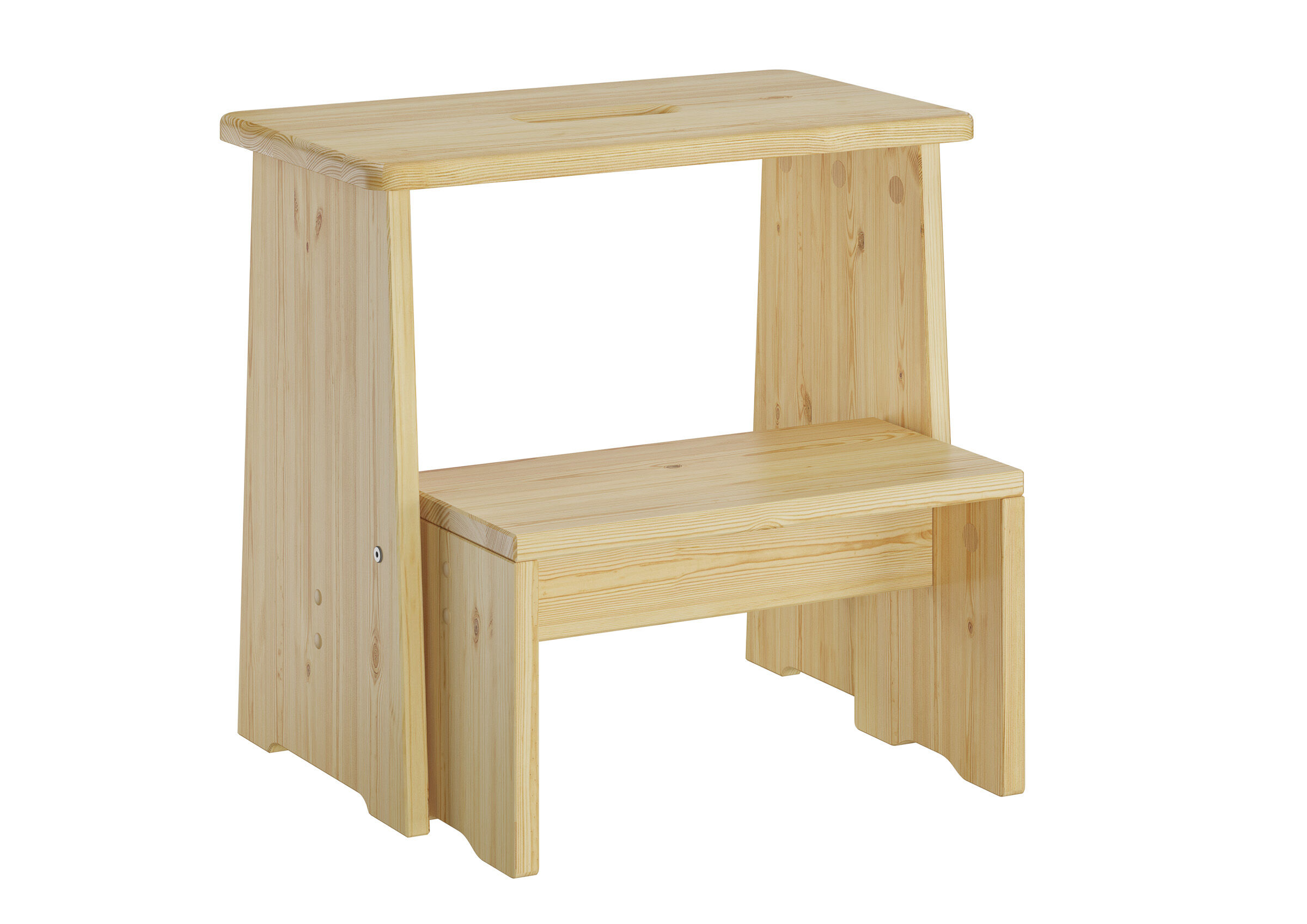 Kleiner Kiefernholzhocker mit Stufe
