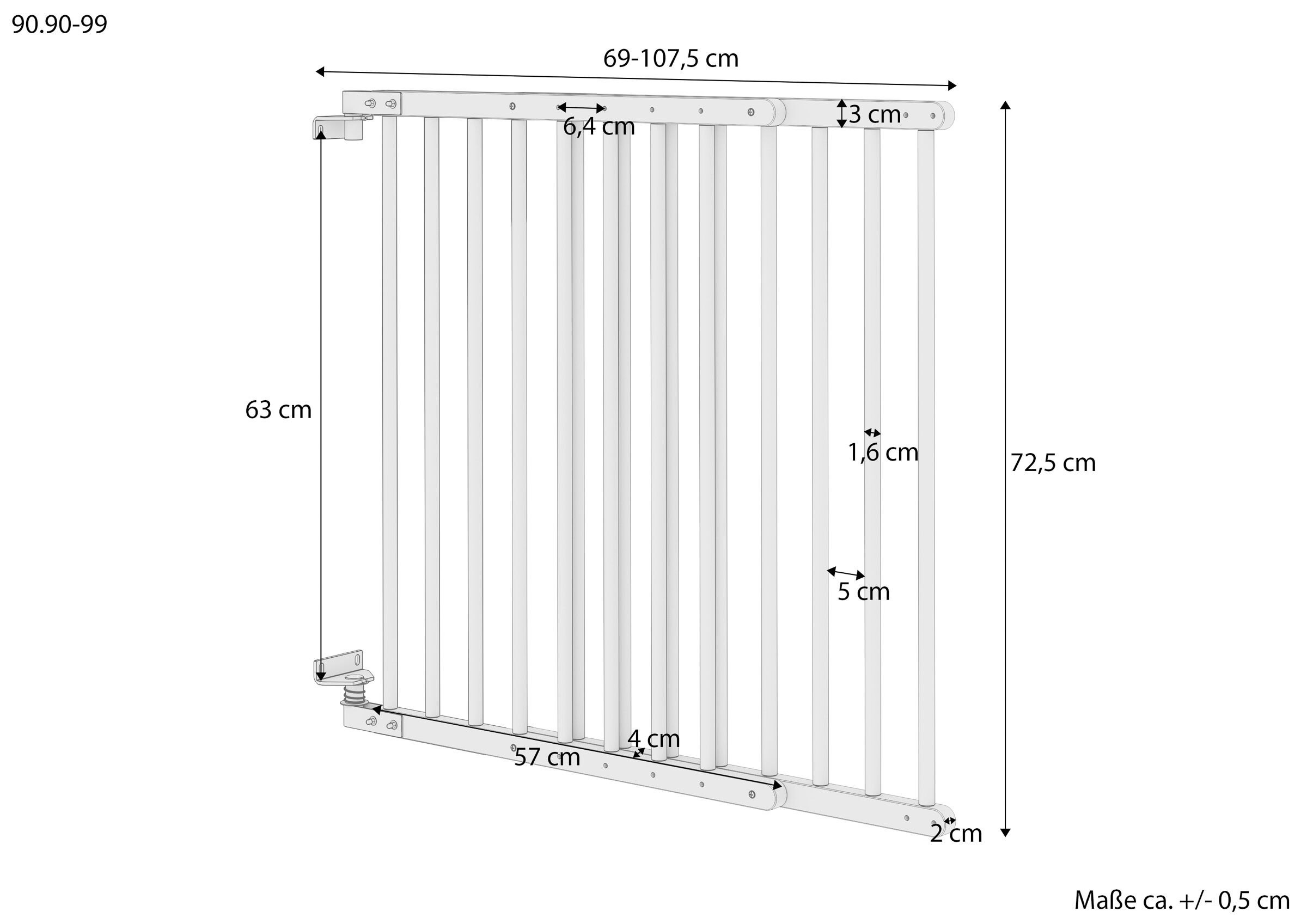 Fensterstab, Toranlage, Gitterstab, Scharnier, Montage, Maße des Türschutzgitters