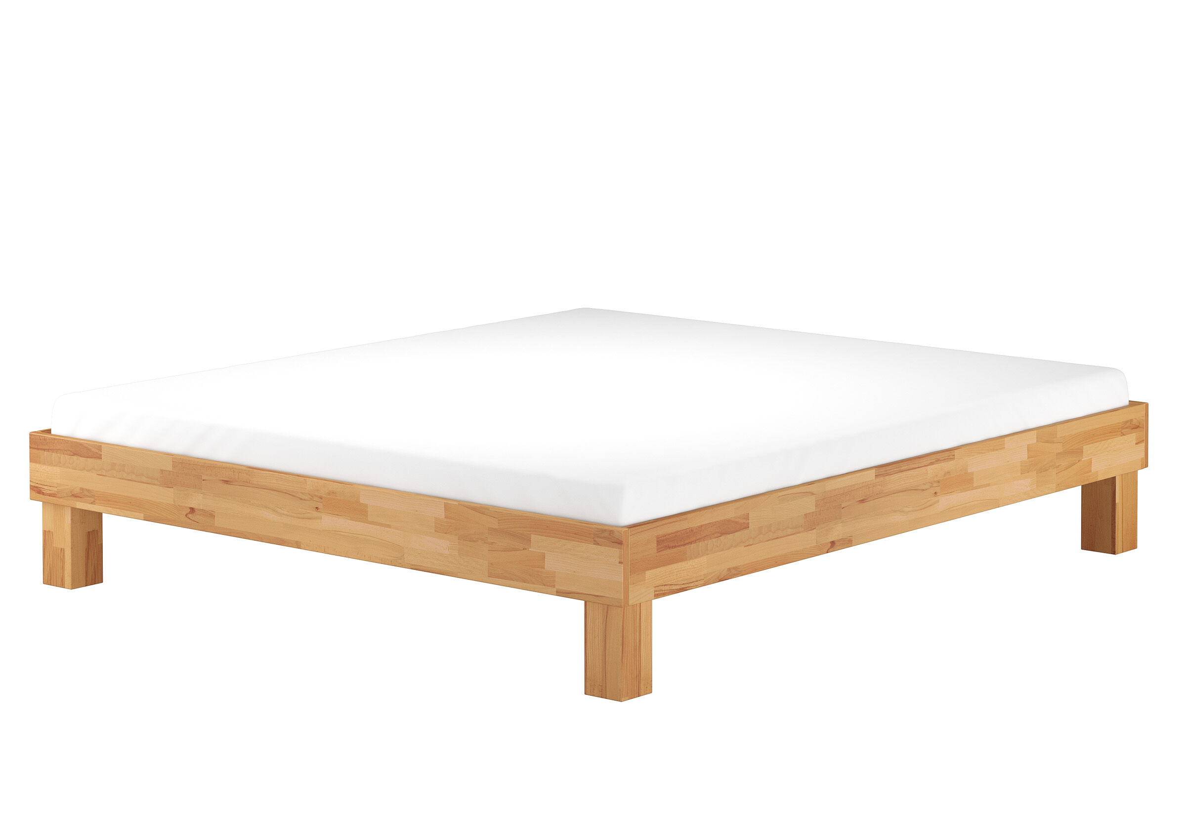Moebel, Tabelle, Buche Bett natur mit Lattenrost und Matratze