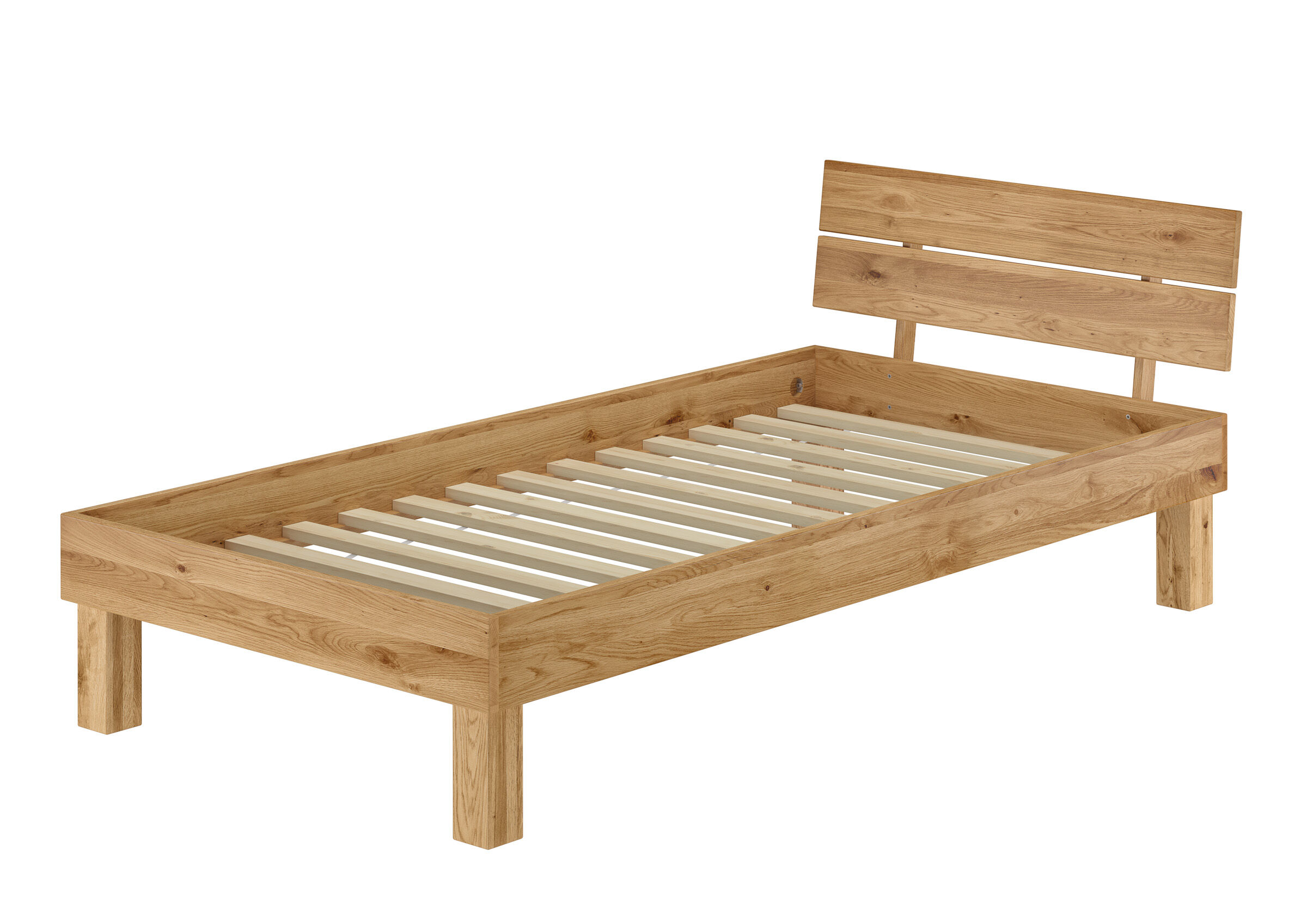 holzbettenrahmen, bettgestell, holz, lattenrost, kleindecke, Eiche Bett 90x200 mit Rollrost