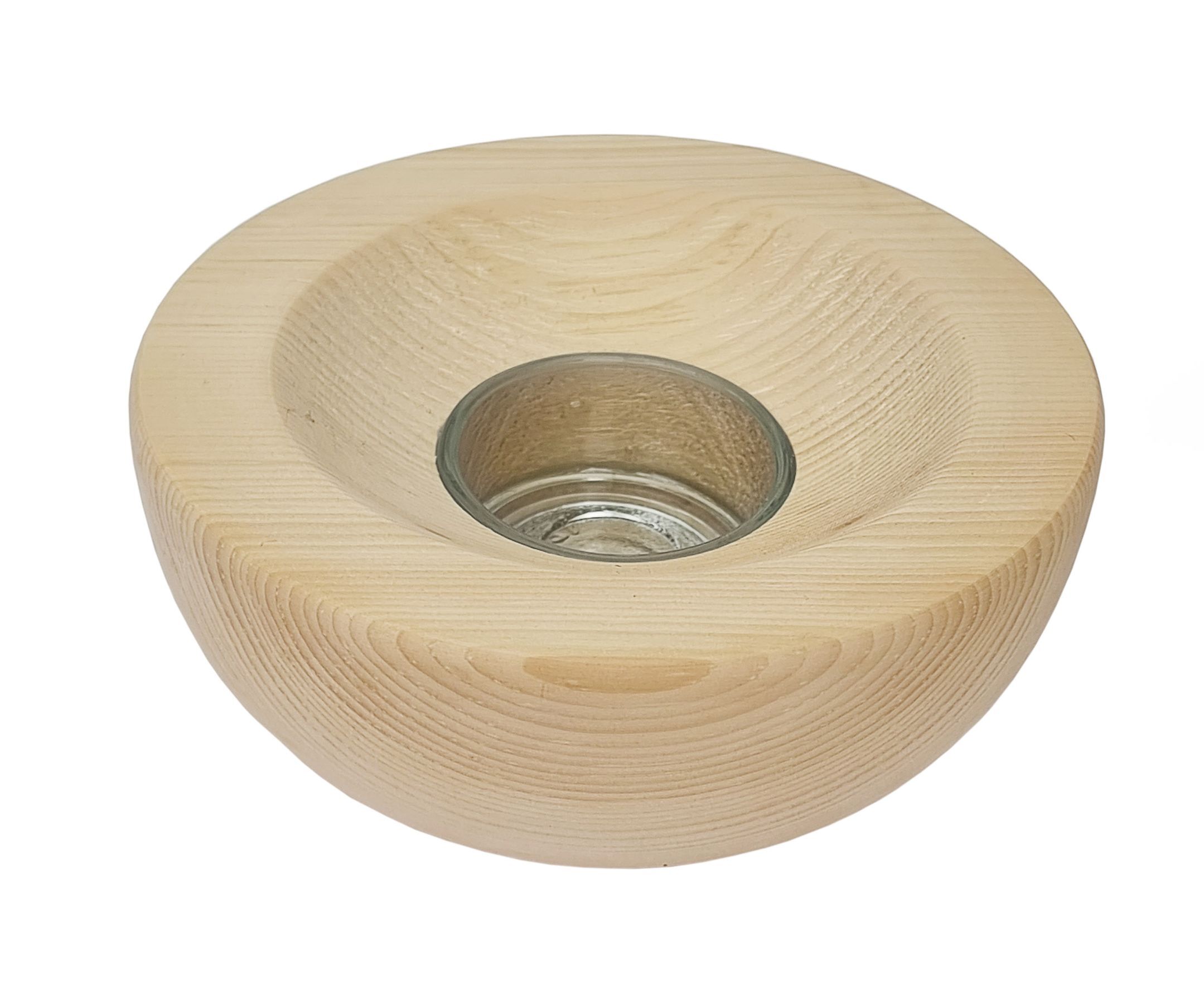 Holzschale, Kerzehalter, Teelicht, Runde Schale, Holzgriff, Teelichtschalte für 1 Teelicht
