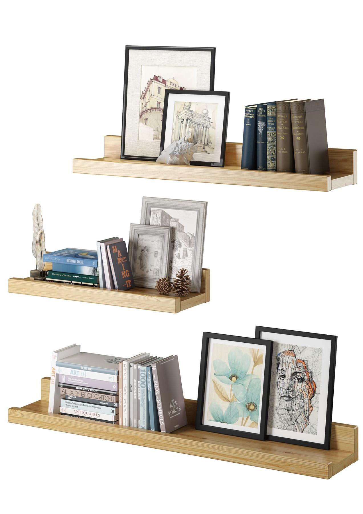 Regal, Wandregal, Bücherregal, Deko-Shelf, Rahmen, Wandregale optionale Breite