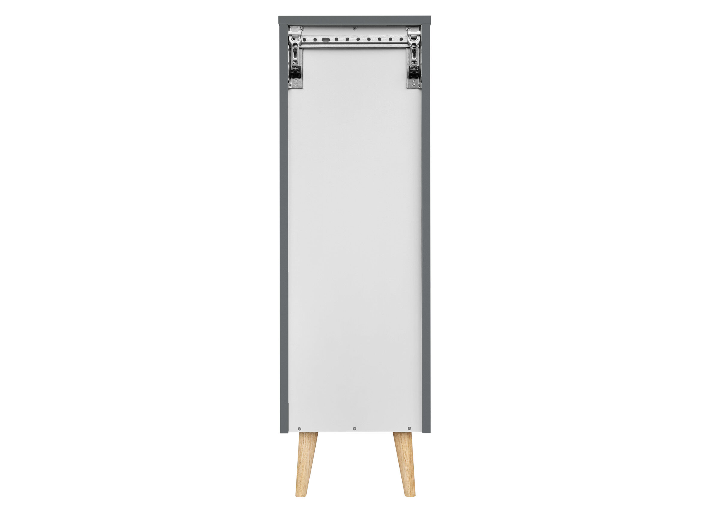 seite, möbel, schrank, grau, holzbeine, Badkommode von hinten