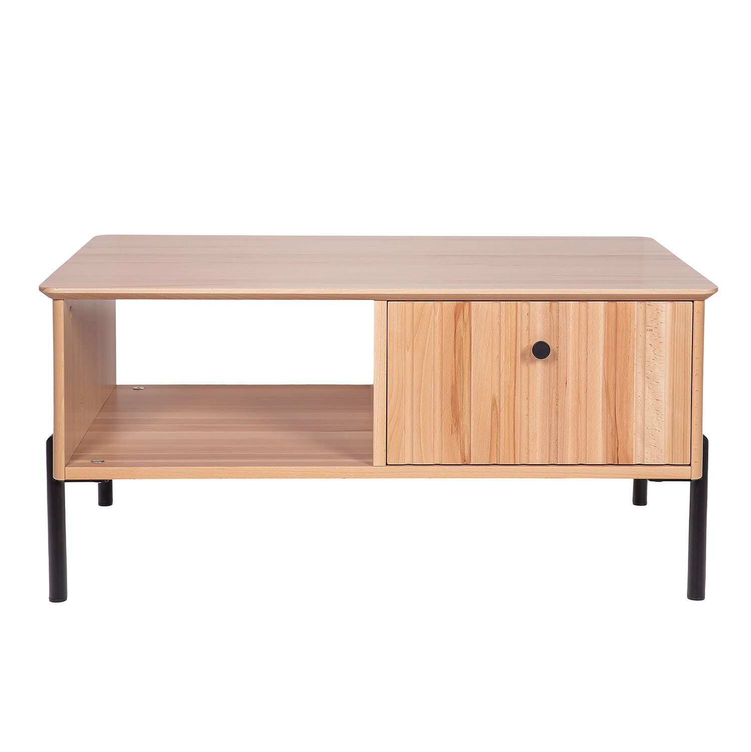 Couchtisch, Holz, Eiche, Schublade, offenes Regal, Holztisch aus Kernbuche 61x93x45