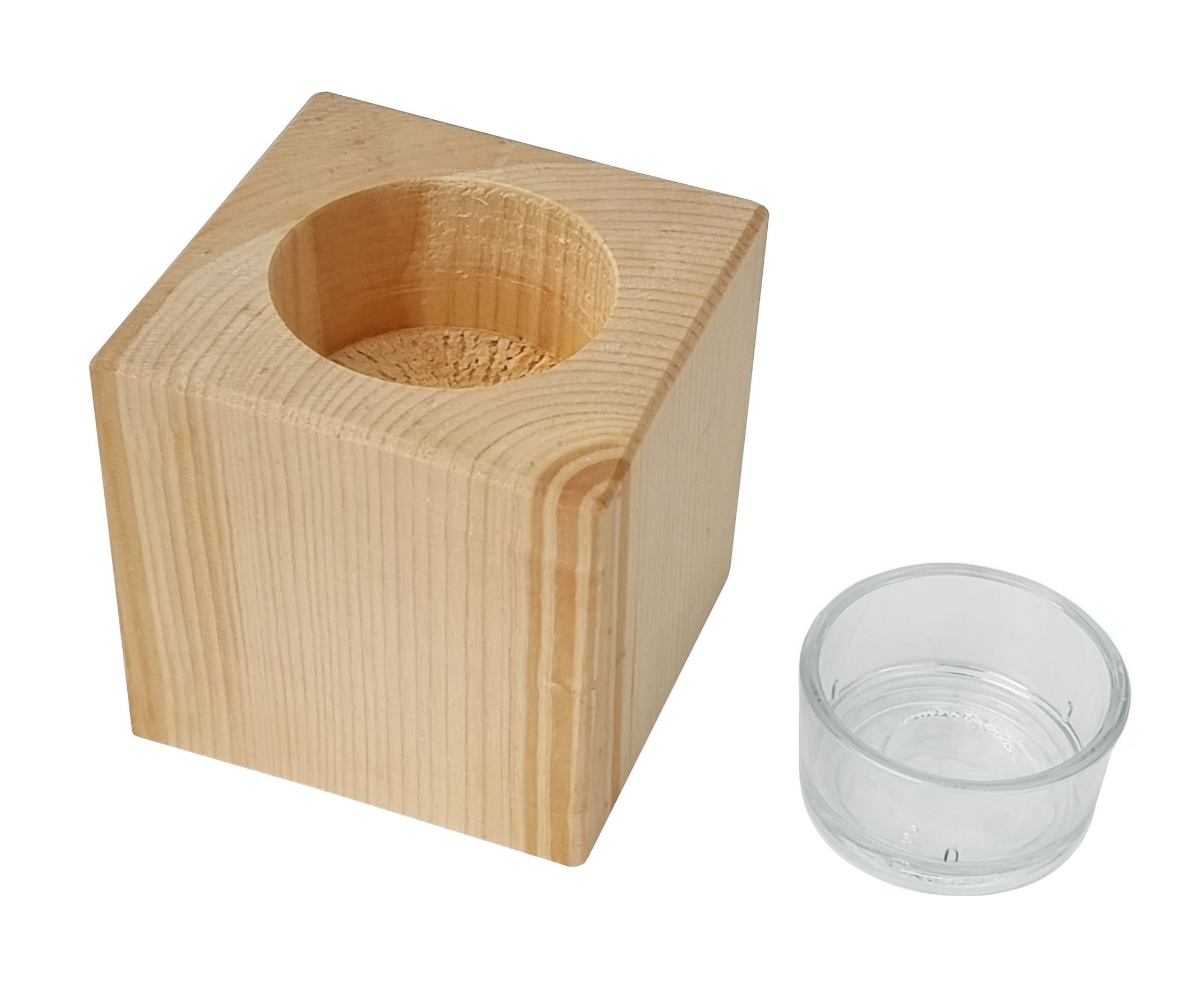 holzständer, hakenhalter, würfel, holzblock, schüsselhalter, Zirbenholz Windlicht mit Glas