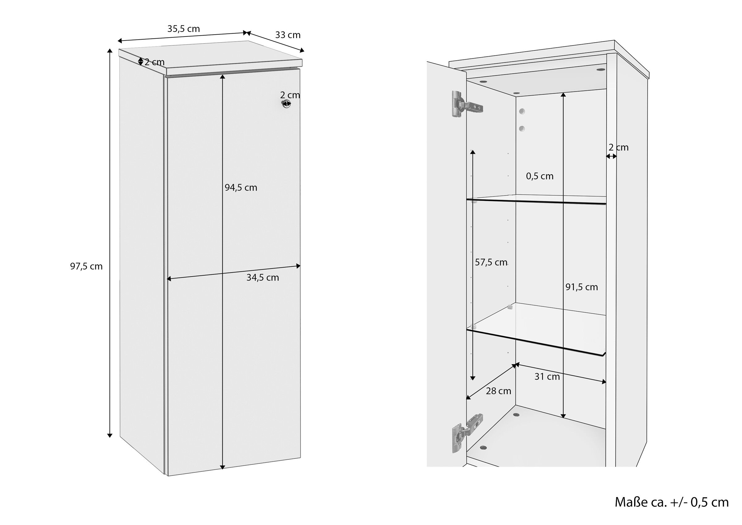 Kunststoffschrank, Aufbewahrungsschrank, Kleiderschrank, Schrank mit Regal, Türschuh, Maße des Badschranks ohne Füße