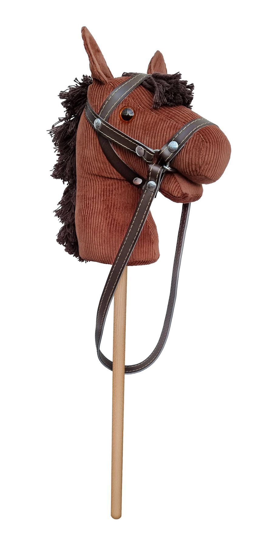 Hobby-Pferd, Stoffpferd, Pferd Kopf, Sperrung?, Holzstab, Steckenpferd braun