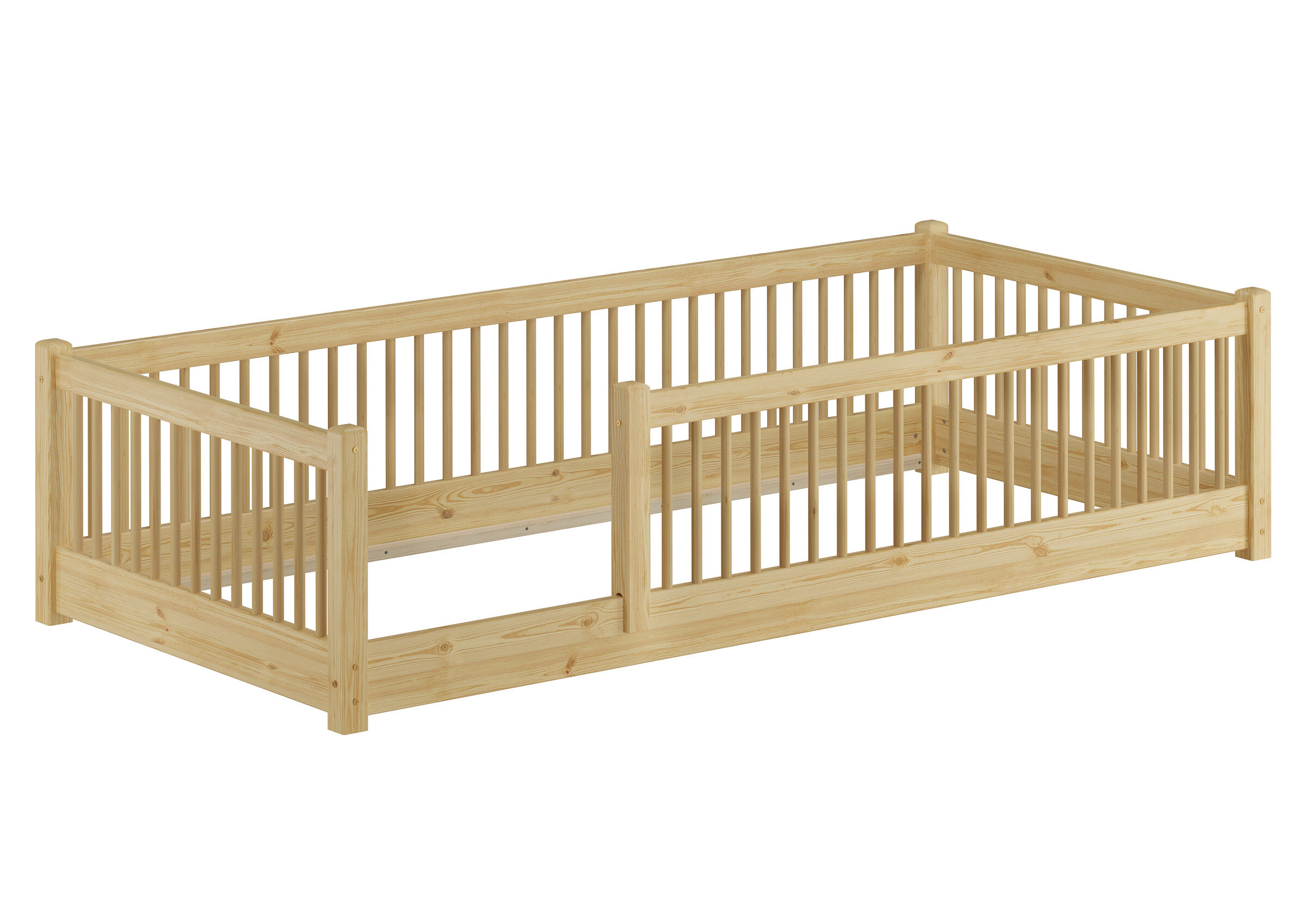Baby-Krippe, Holz, Gitterstäbe, Kinderbett, Sichere Seiten, Kiefer Bett natur
