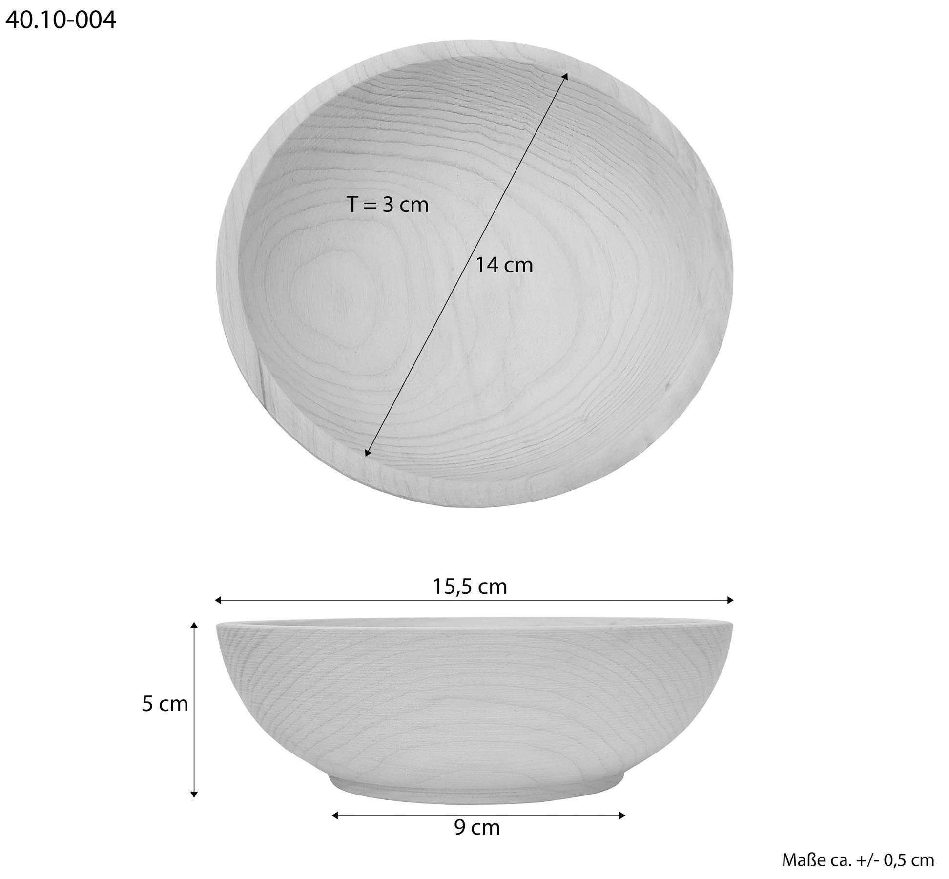 Schüssel, Holzoptik, Birke, Durchmesser 14 cm, Durchmesser 15,5 cm, Abmessungen Schüssel aus Zirbe
